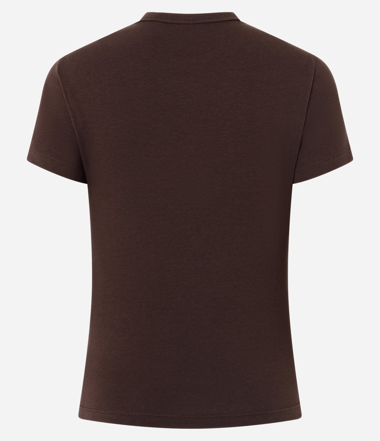 Blusa Básica em Algodão Peruano com Mangas Curtas Marrom 7
