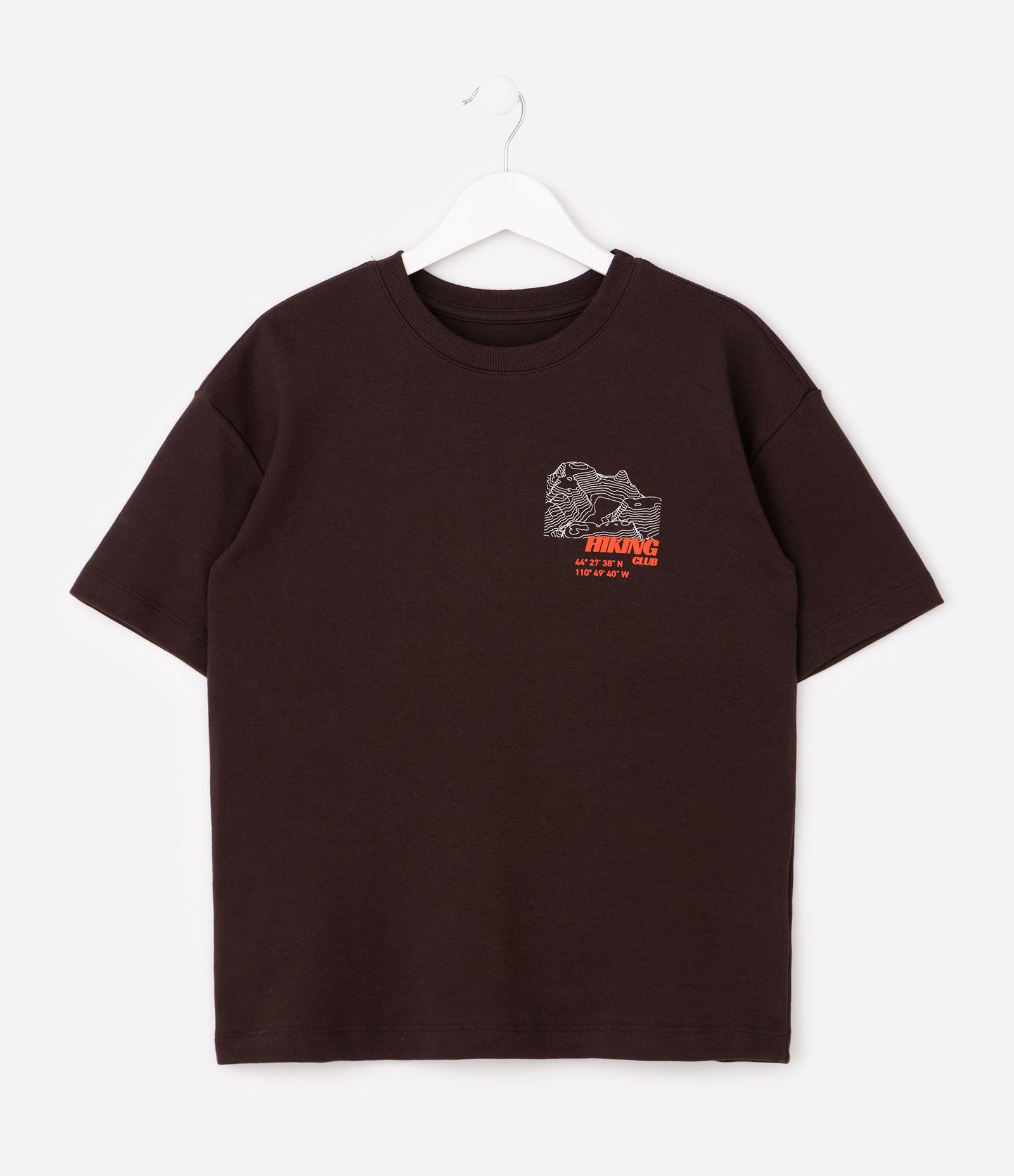 Camiseta Infantil em Algodão com Estampa Patagonia 3D – Tam 5 a 14 Anos Marrom Café 1