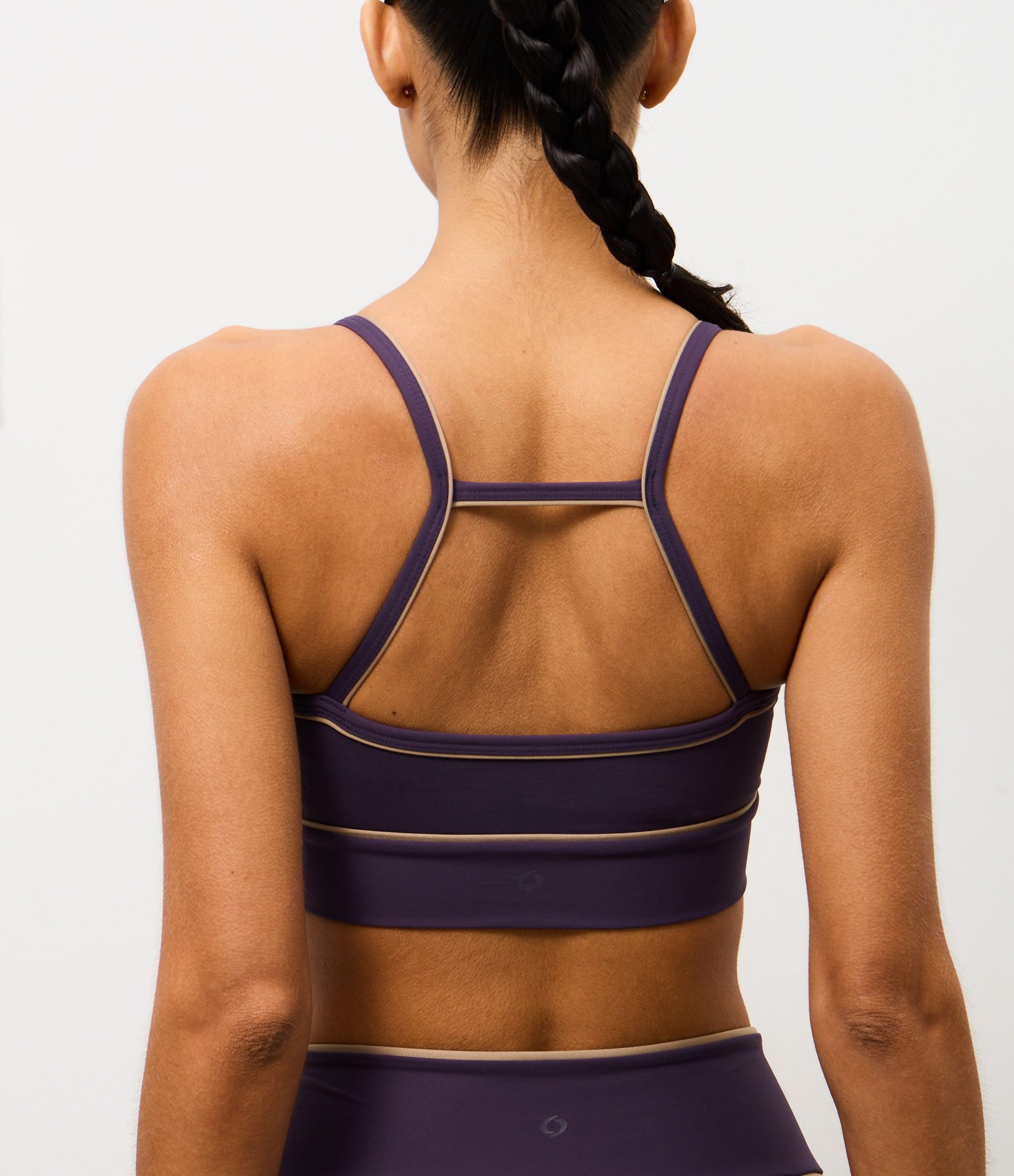 Top Alongado Esportivo com Bojo em Microfibra com Friso Contrastante Roxo 4