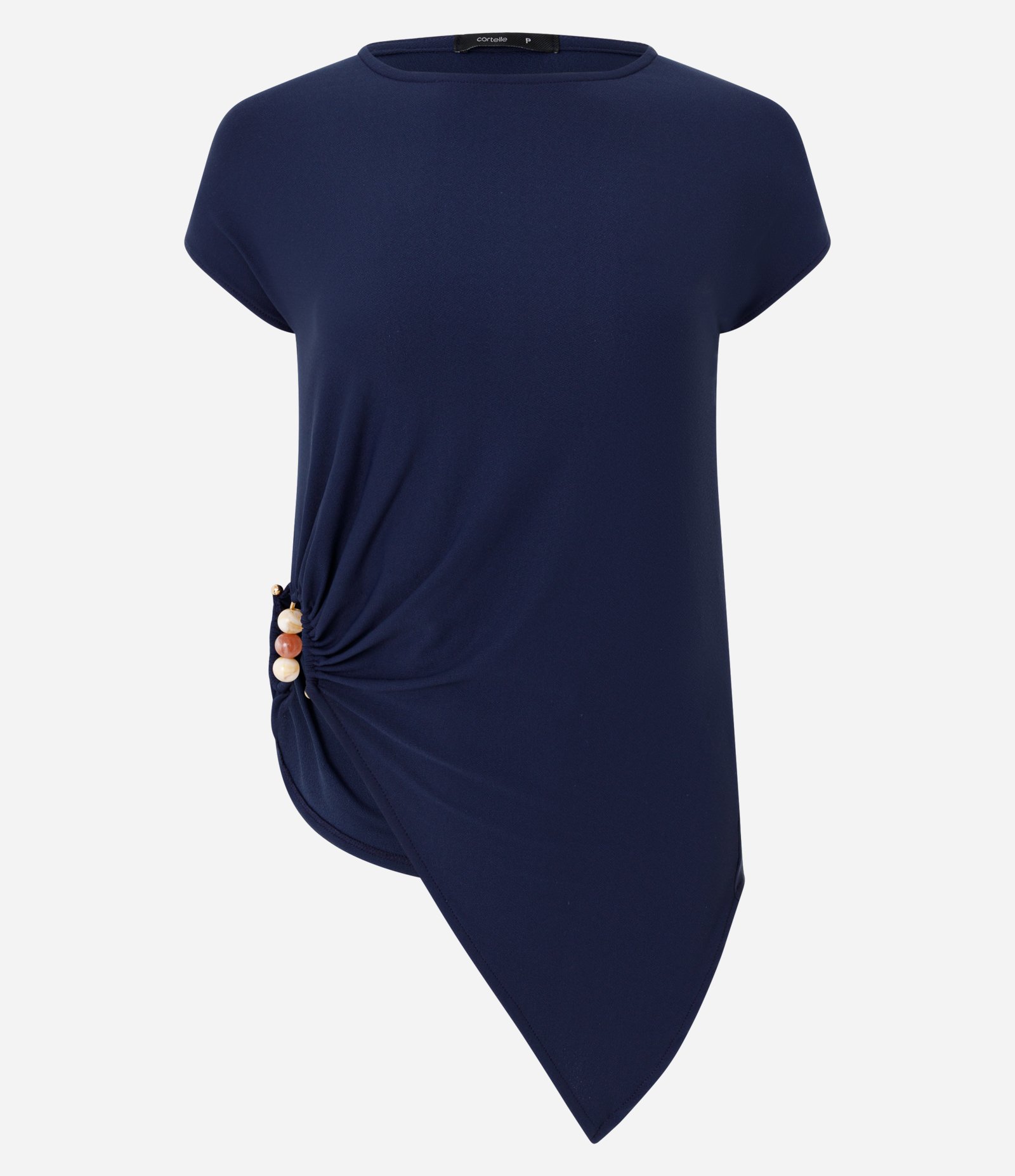 Blusa Assimétrica em Poliamida com Aviamento Lateral Azul 1