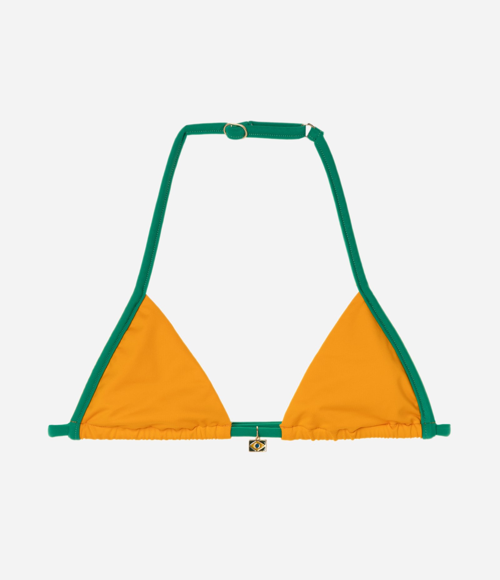 Biquini Top Fita Cortininha com Viés Contrastante Verde/Amarelo 1