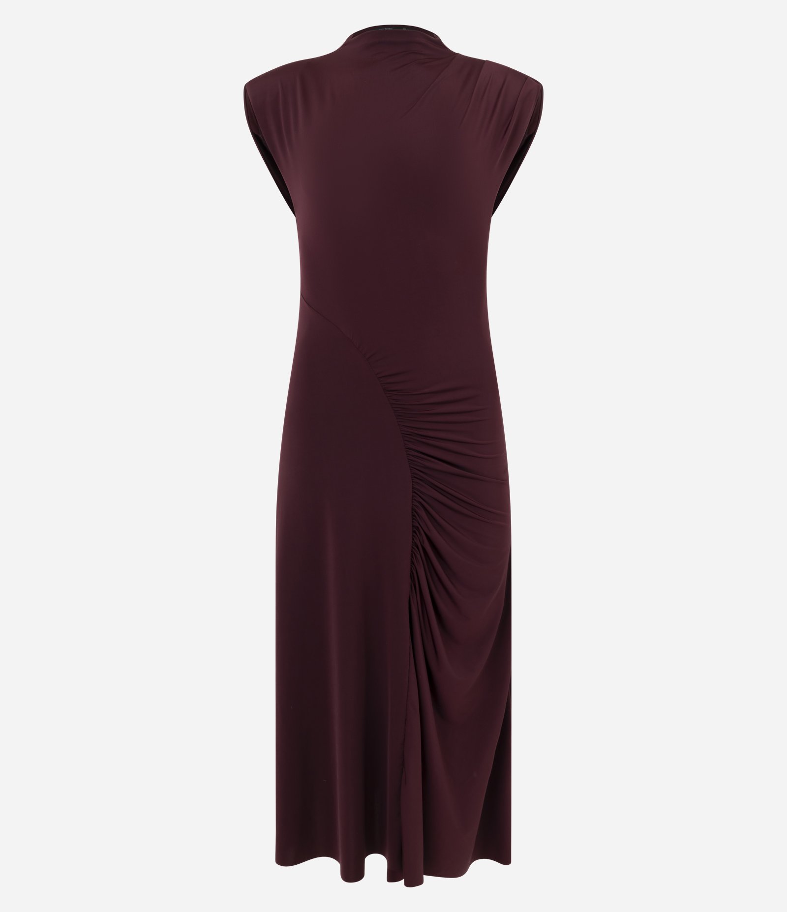 Vestido Midi com Detalhe Franzido Frontal Vinho 5