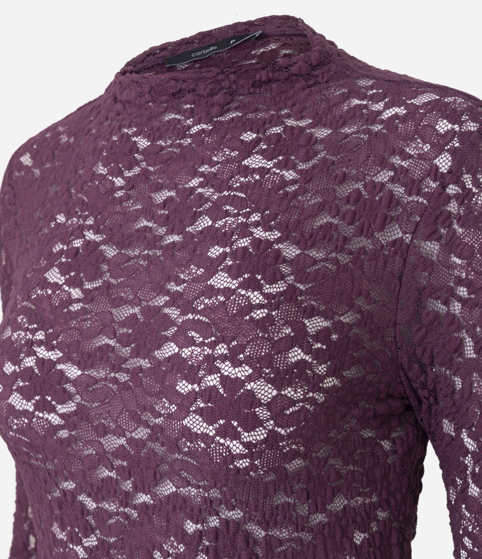 Blusa Justinha em Renda com Manga Longa Roxo 2
