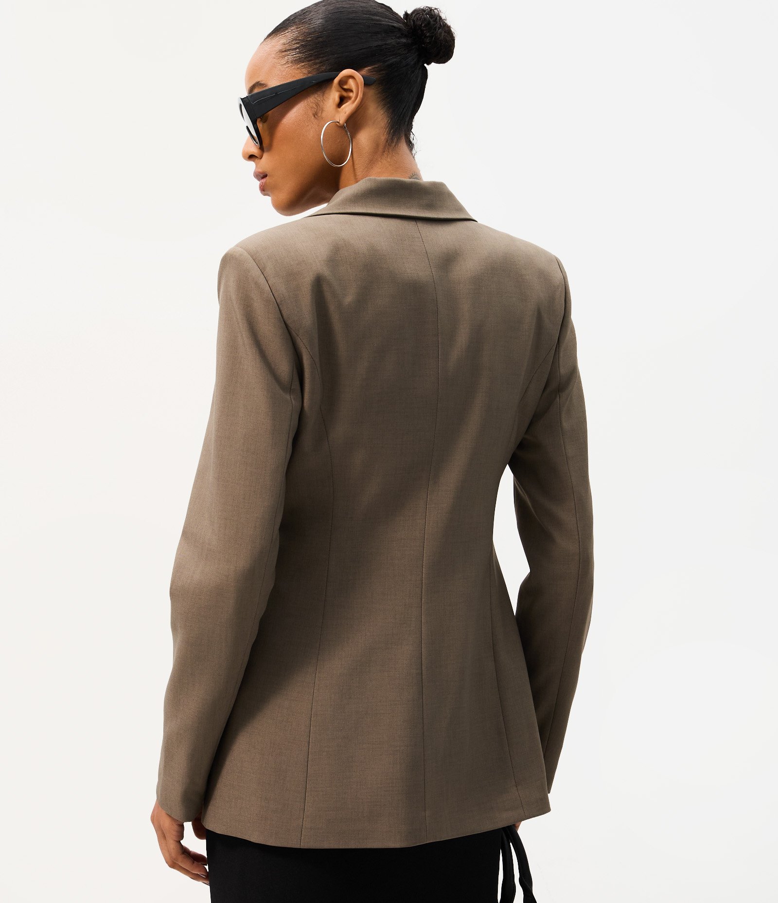 Blazer Alfaiatado Ajustado com Abotoamento Único Marrom 4
