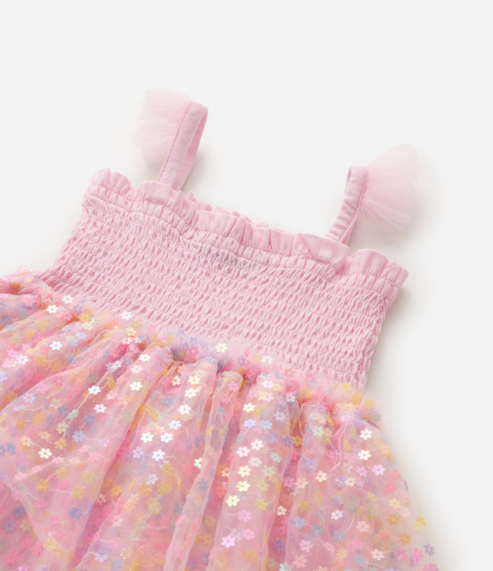 Vestido Infantil Com Saia de Tule Com Paetê - Tam1 a 6 Anos Rosa 6