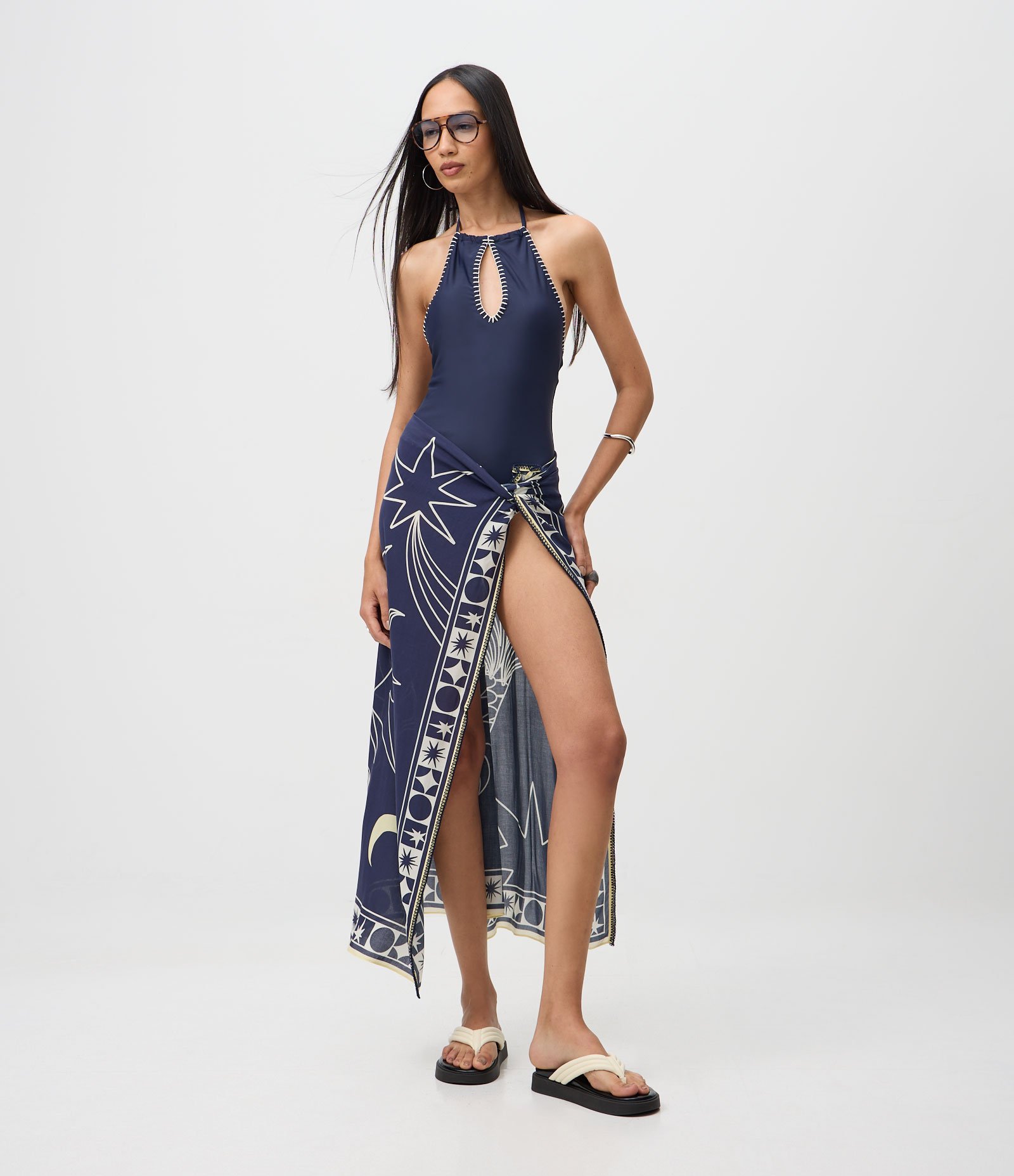 Canga em Viscose com Estampa de Sereia 105x140cm Azul 1