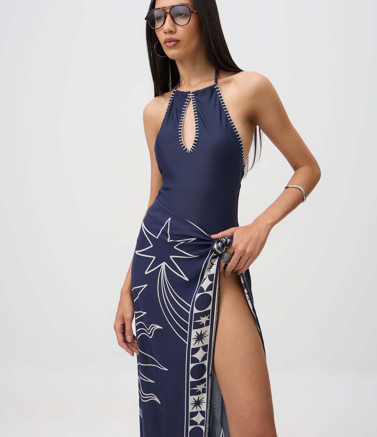Canga em Viscose com Estampa de Sereia 105x140cm Azul 2