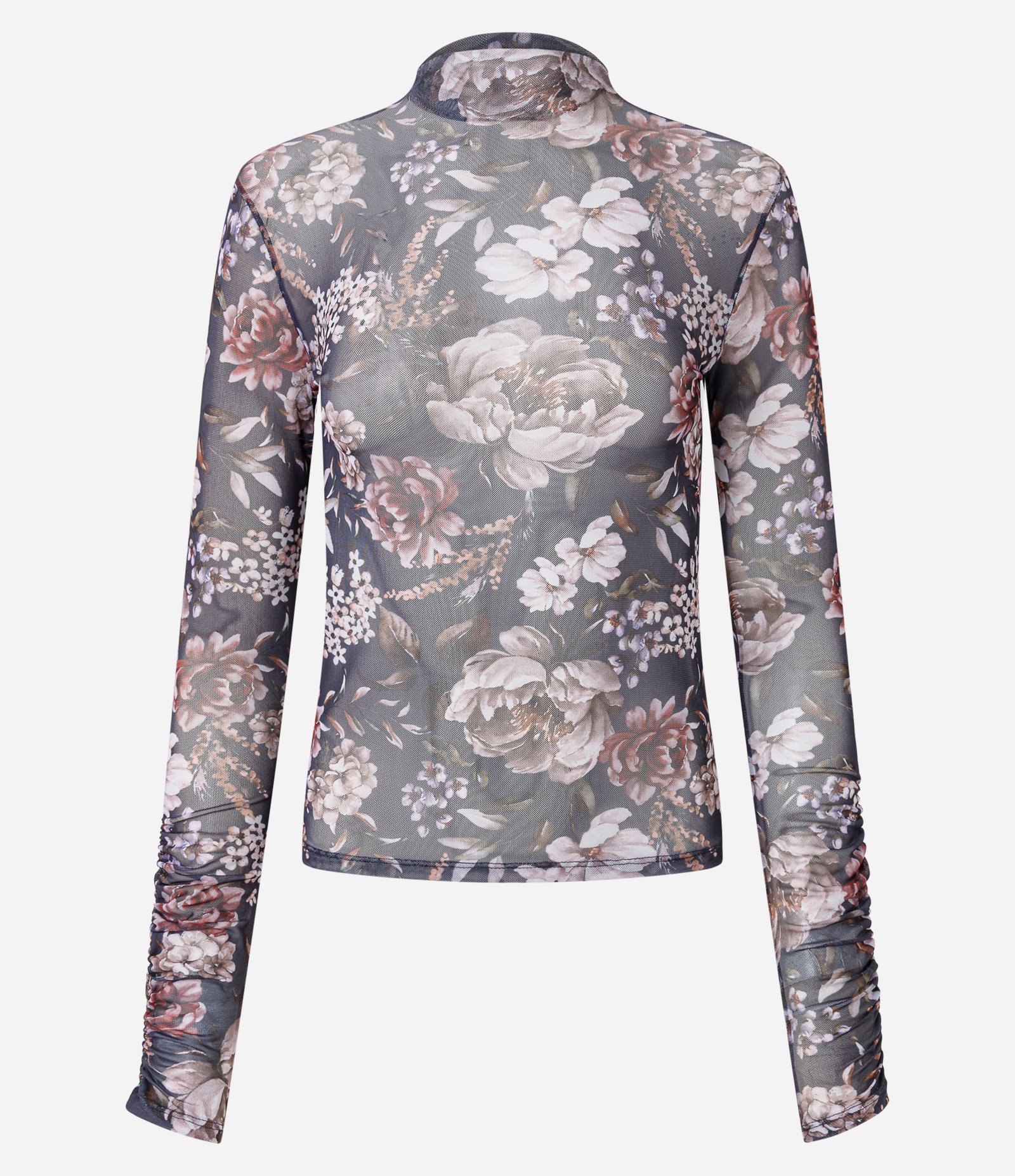 Blusa de Tule Floral Manga Longa Roxo 5