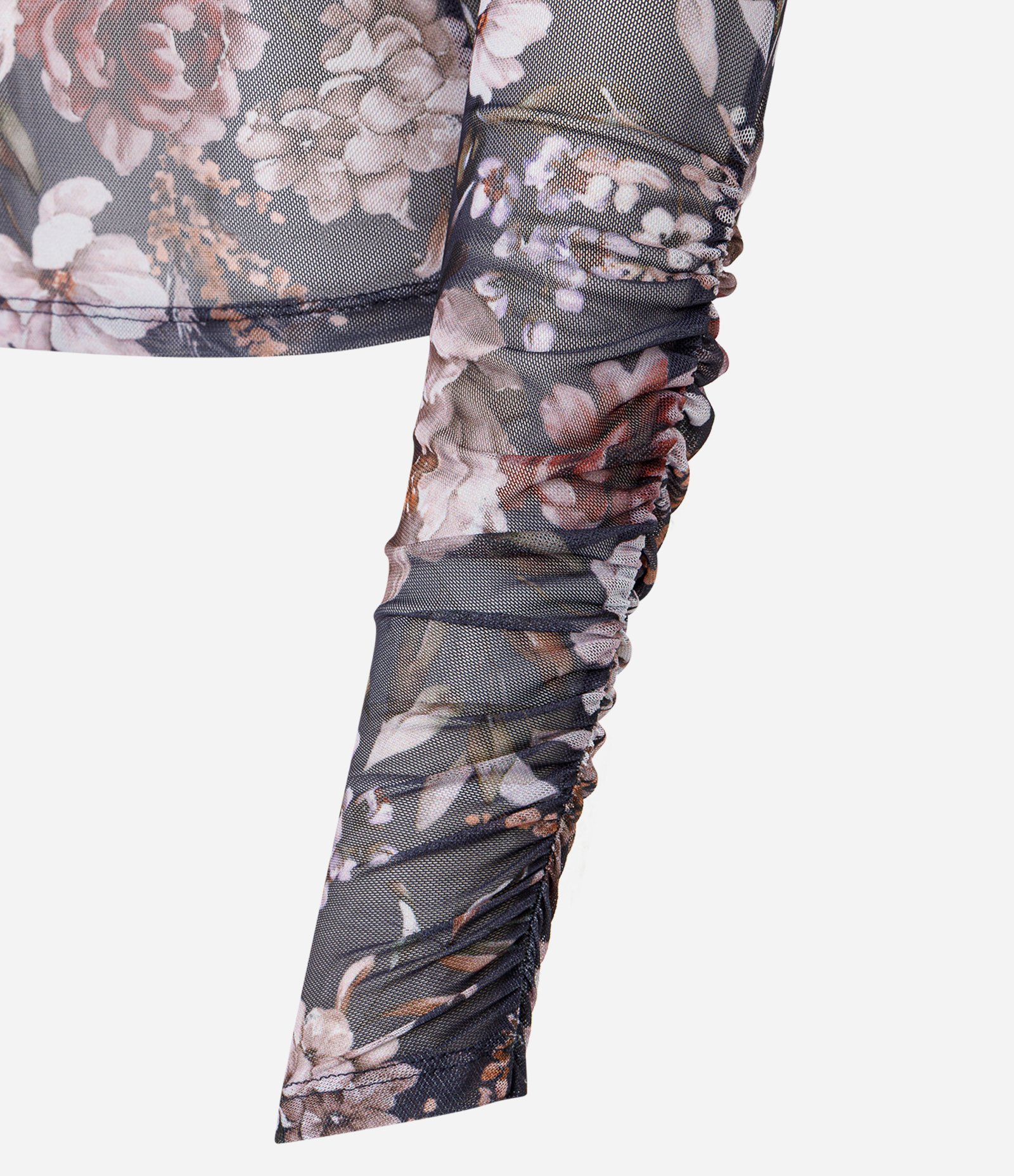 Blusa de Tule Floral Manga Longa Roxo 7