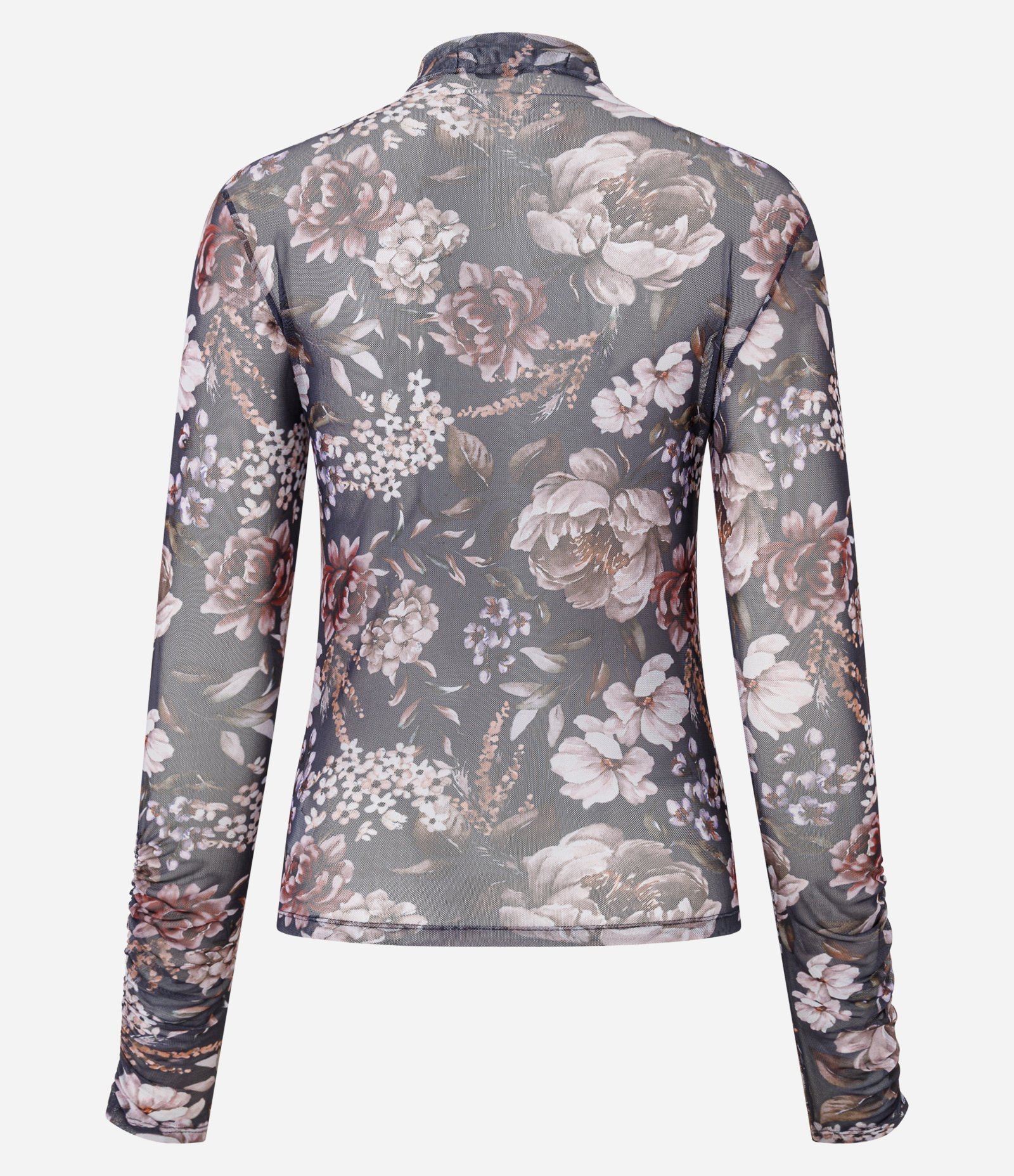 Blusa de Tule Floral Manga Longa Roxo 8