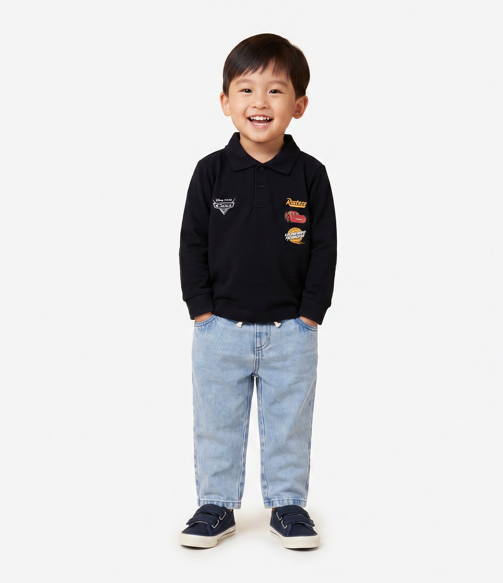 Camiseta Infantil com Estampa Relâmpago McQueen e Gola Polo – Tam 2 a 6 Anos Preto 1
