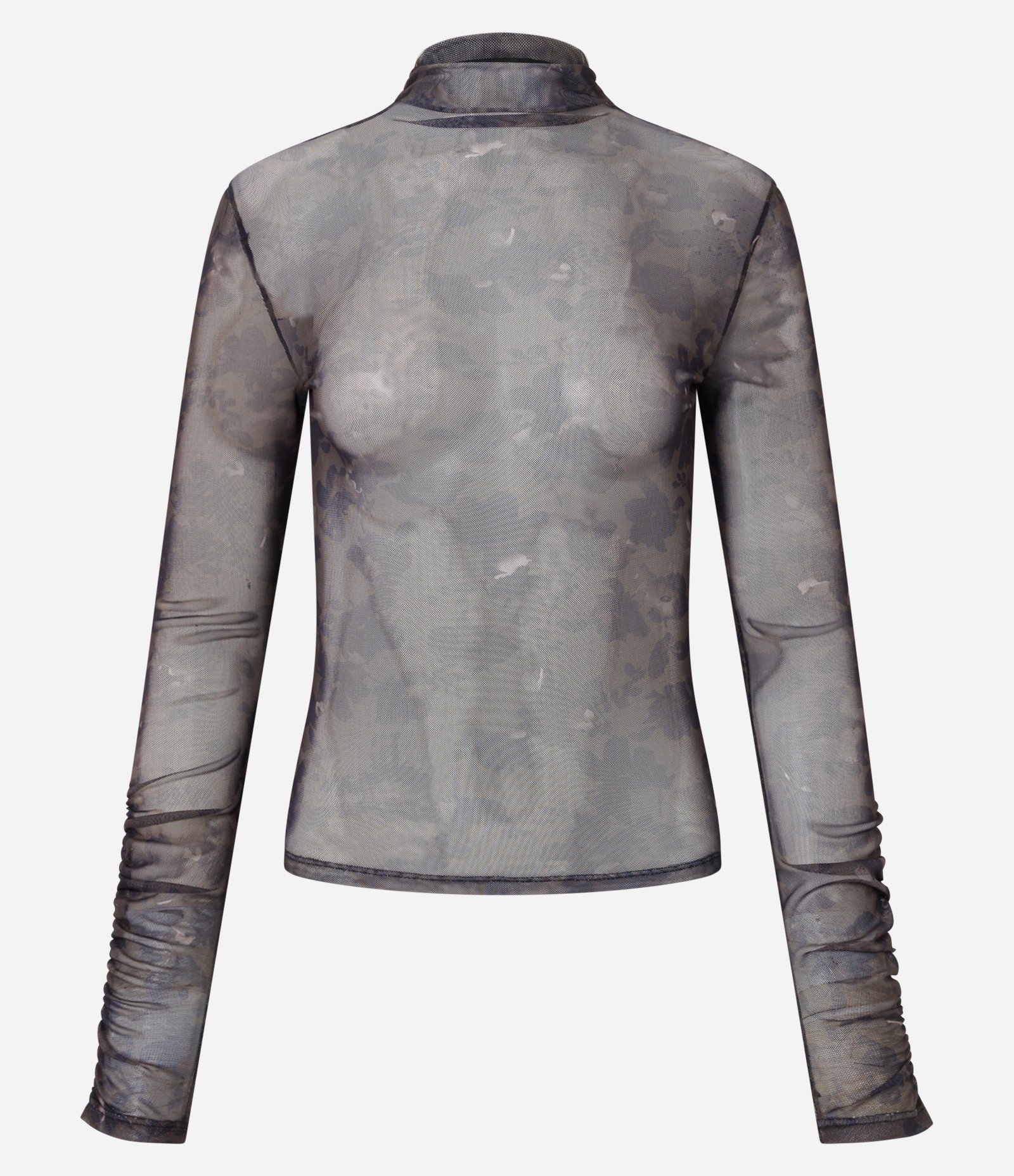 Blusa em Tule com Estampa e Manga Raglan Marrom 5