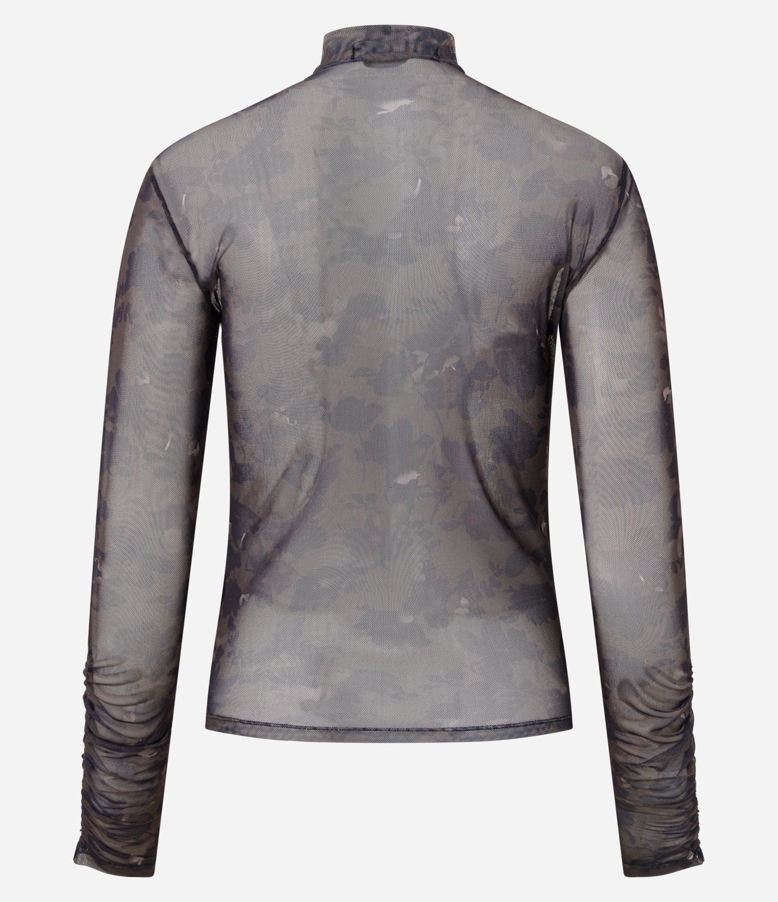 Blusa em Tule com Estampa e Manga Raglan Marrom 7