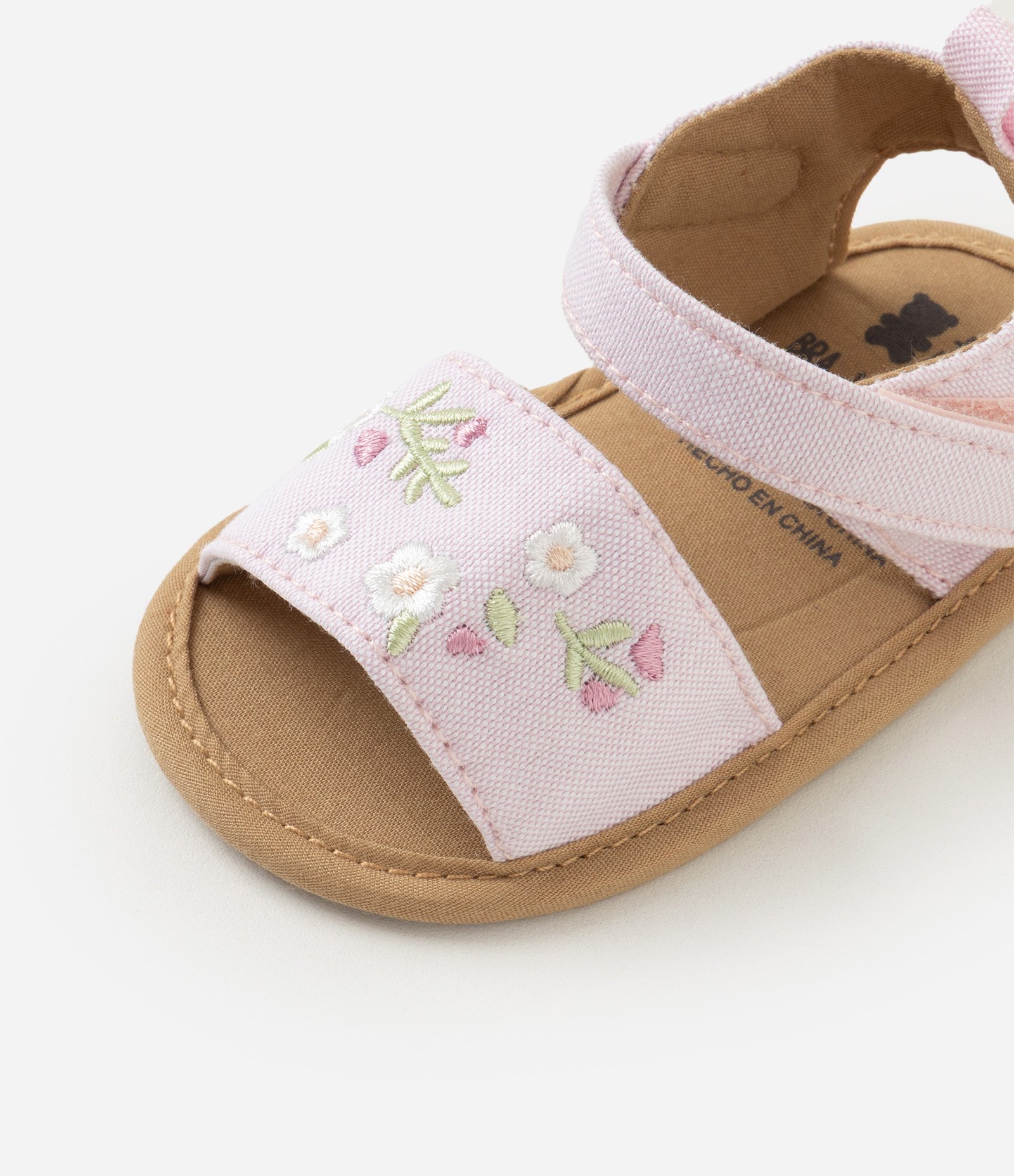Sandália Infantil com Bordado de Flores e Fechamento em Velcro - Tam 15 ao 19 Rosa 6