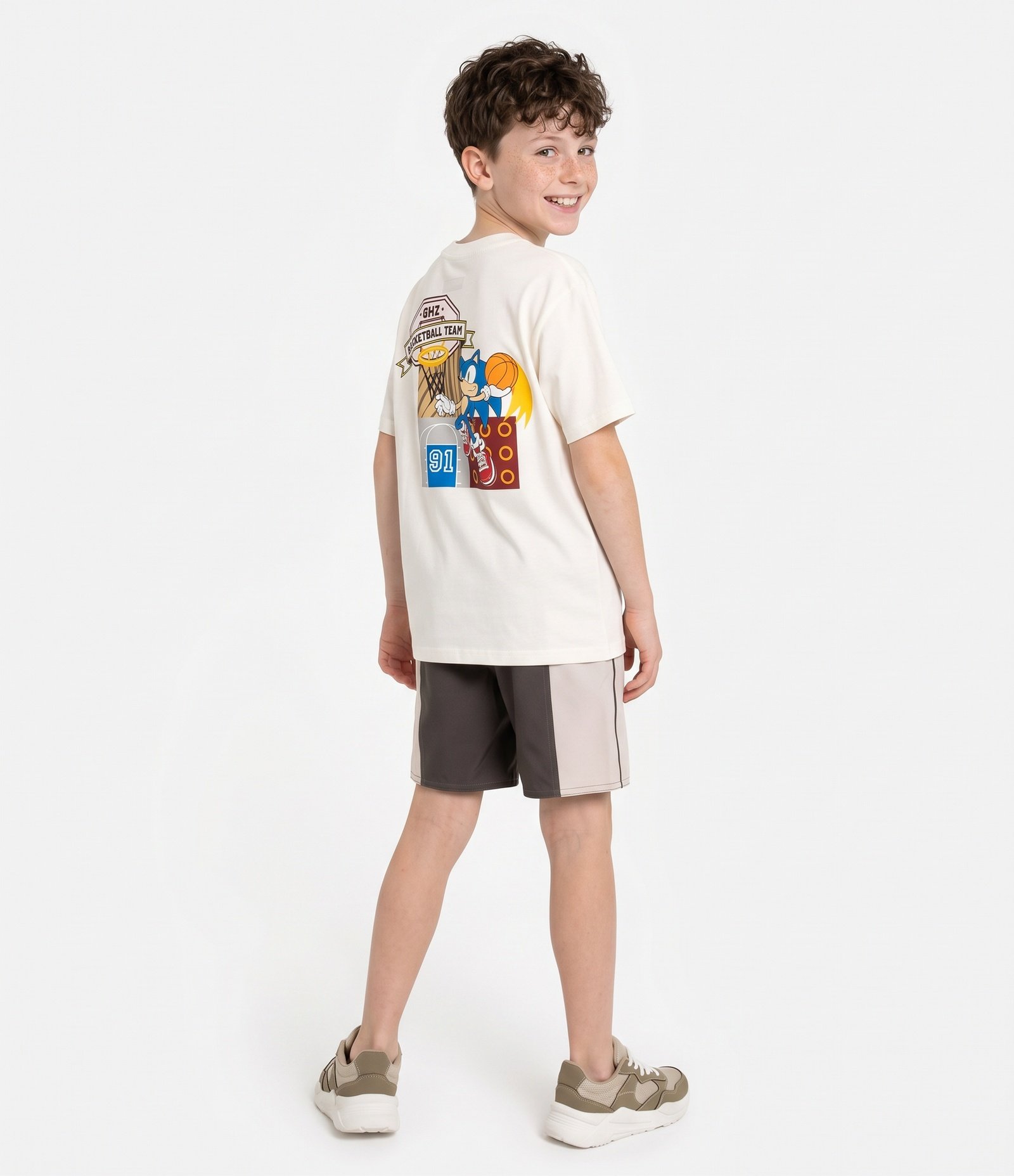 Camiseta Infantil em Algodão com Estampa Temática Sonic Branco 7