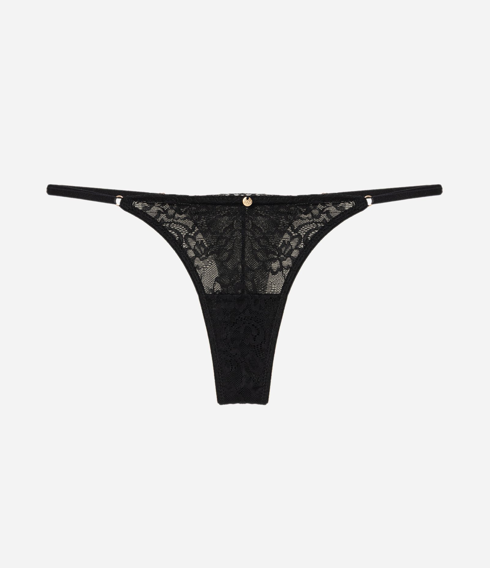 Calcinha String em Renda Floral Preto 1