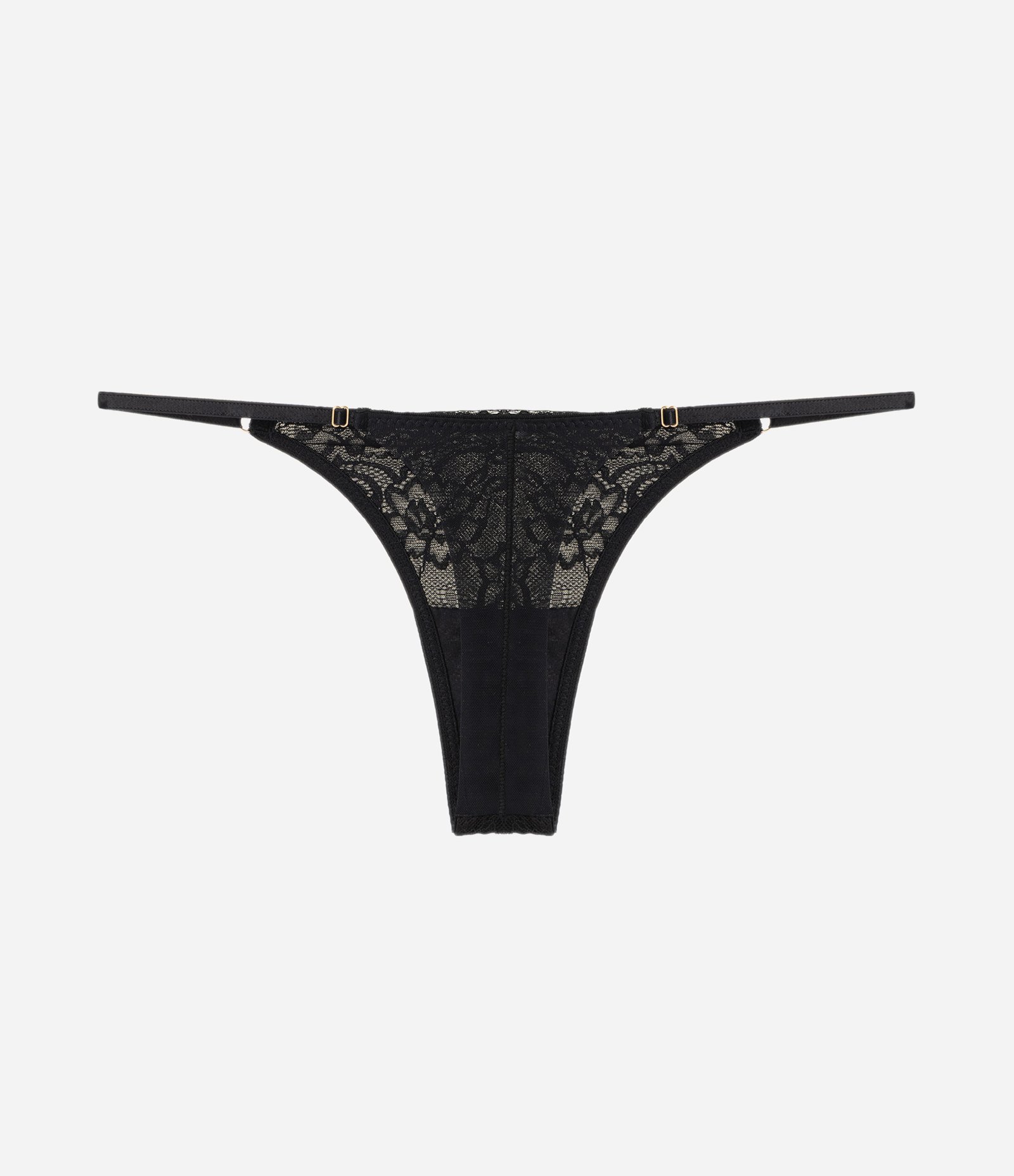 Calcinha String em Renda Floral Preto 2