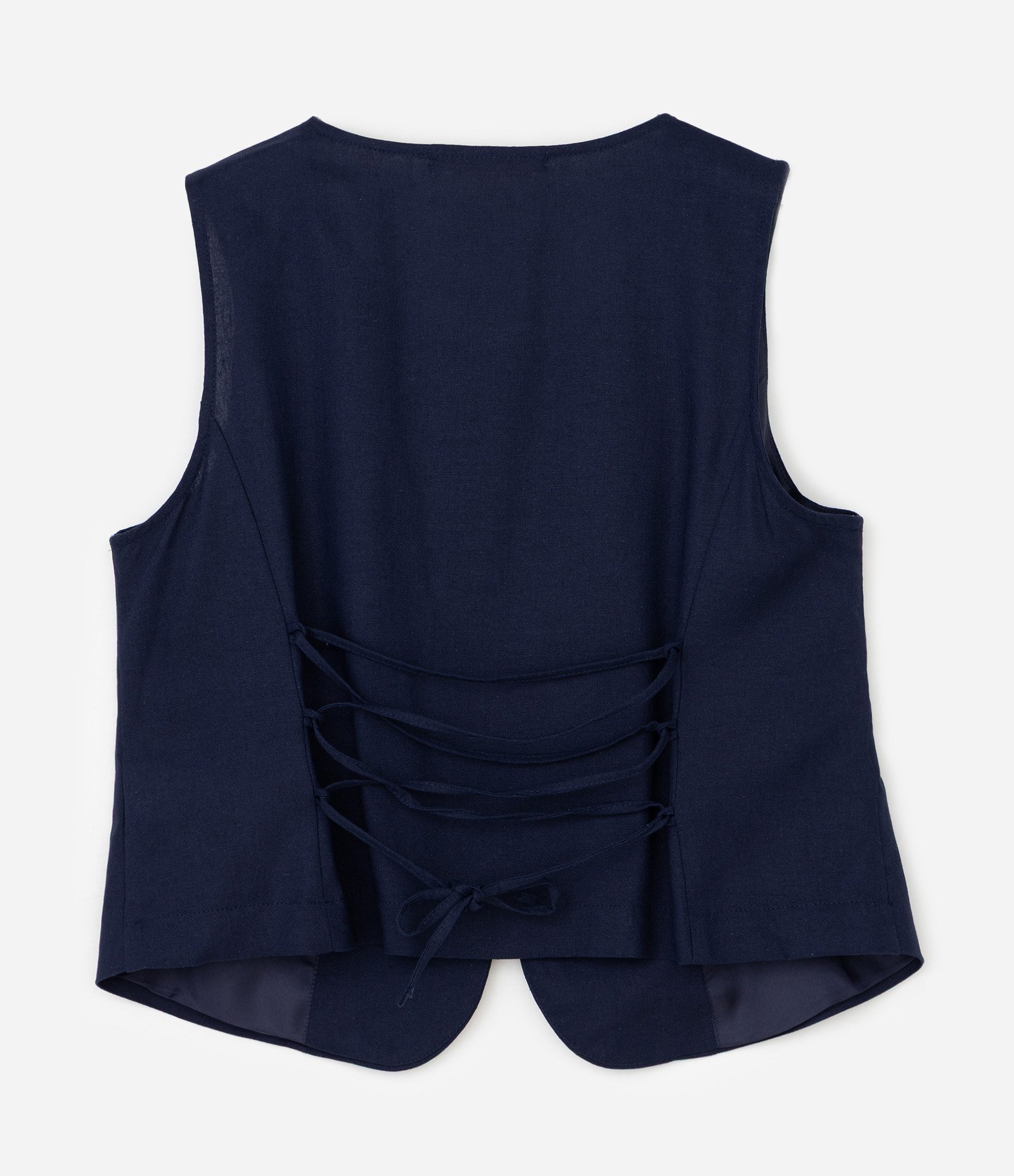 Blusa Colete com Linho e Botões Curve & Plus Size Azul 6