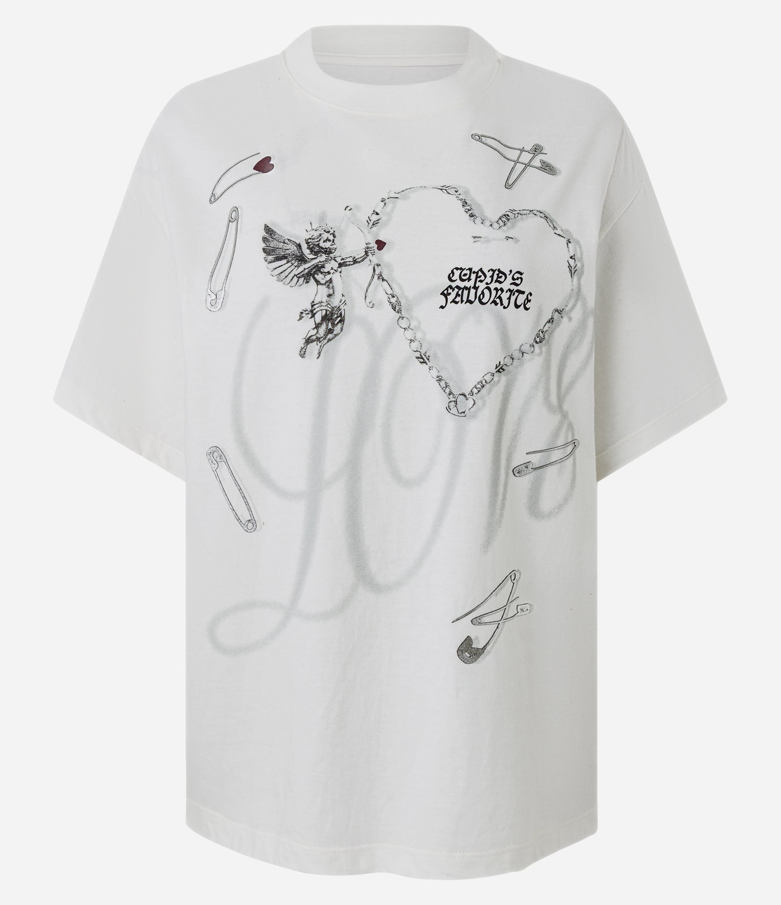 Camiseta Boxy em Algodão com Estampa de Corações e Lettering Branco 1