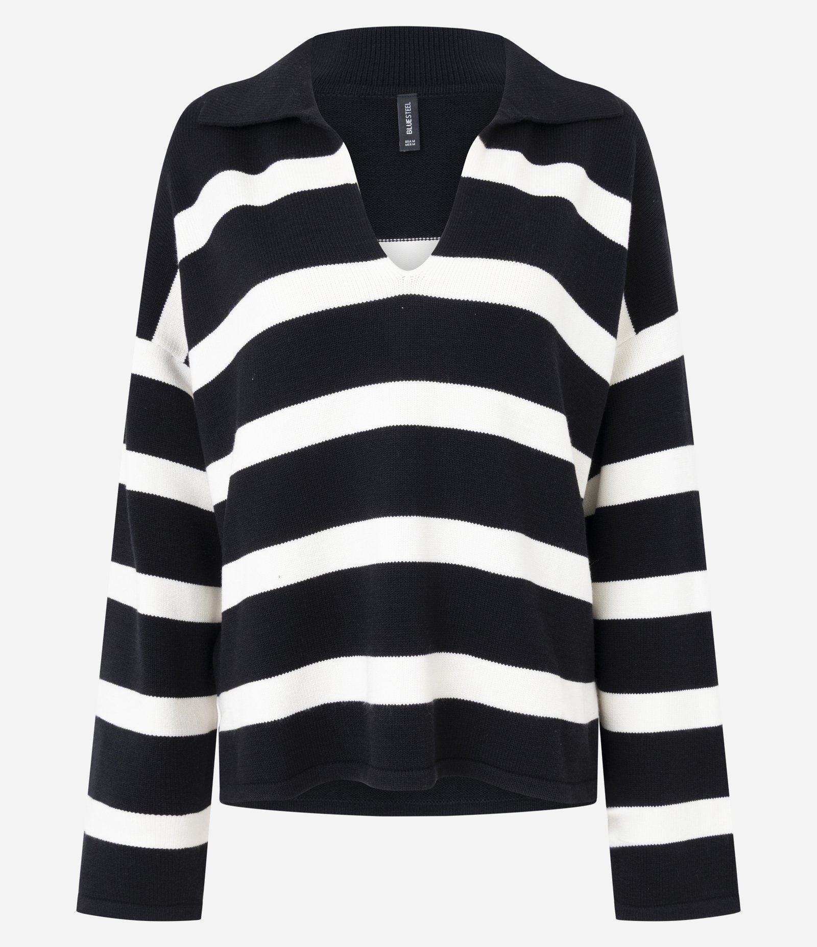 Blusa de Frio em Tricô Listrado com Gola Polo Preto 5