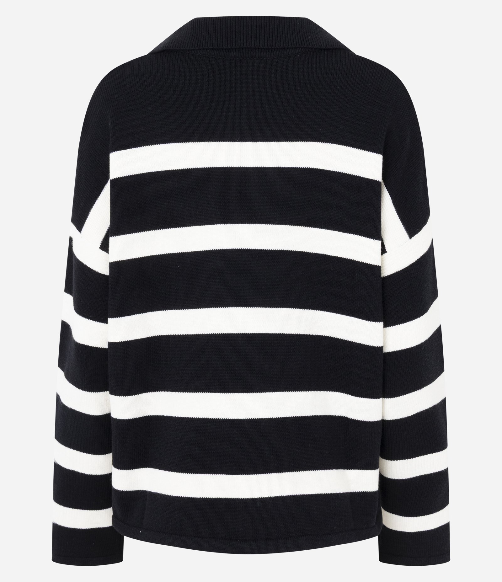 Blusa de Frio em Tricô Listrado com Gola Polo Preto 7