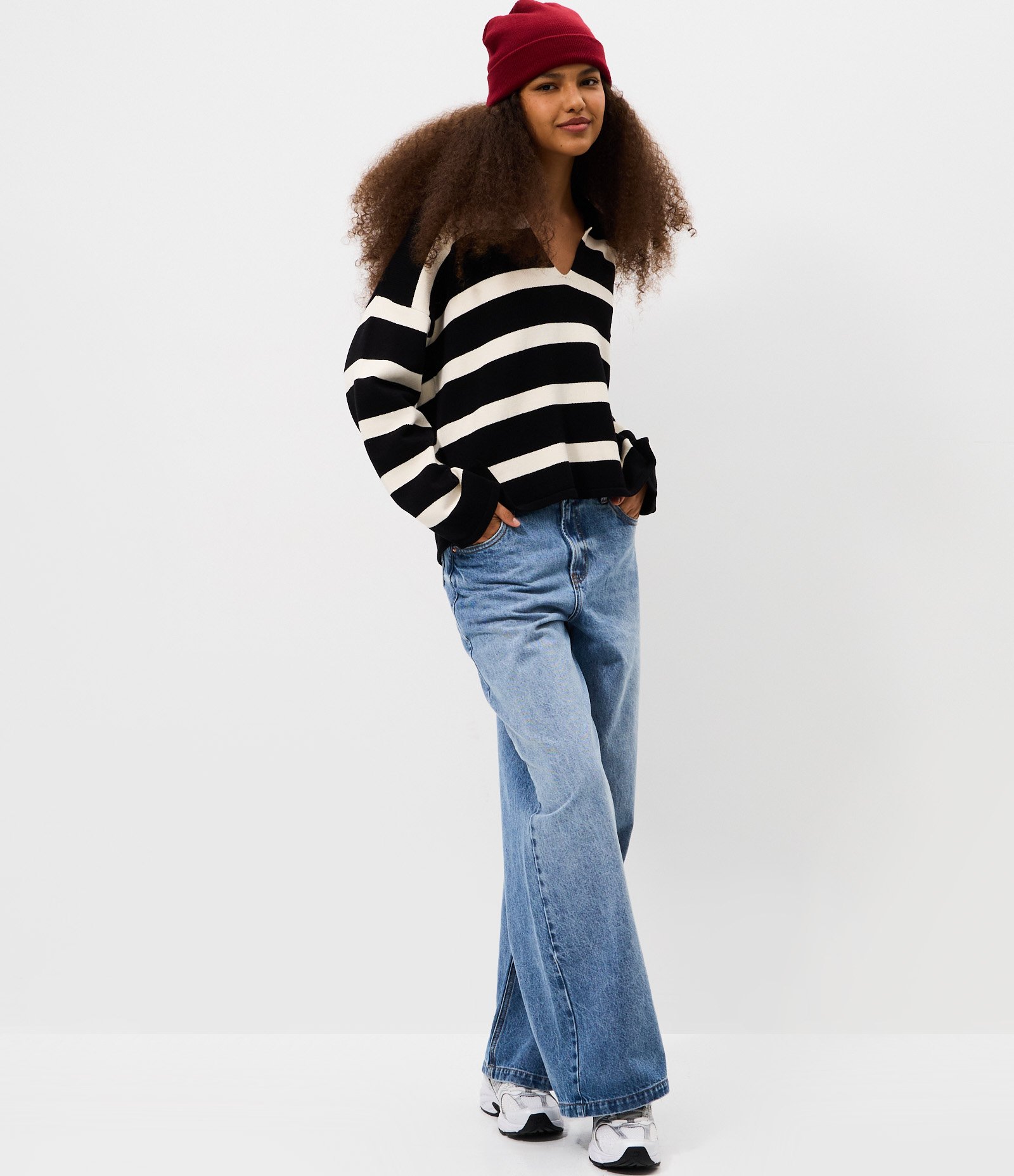 Blusa de Frio em Tricô Listrado com Gola Polo Preto 2