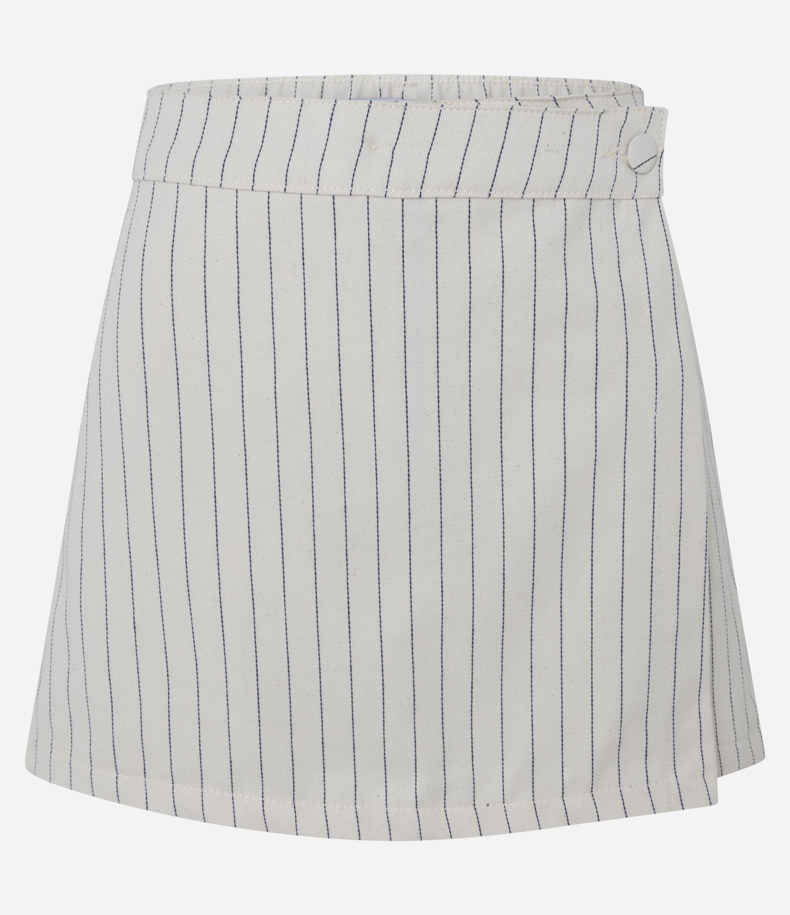 Short Saia em Sarja com Cintura Alta e Estampa de Listras Branco 5