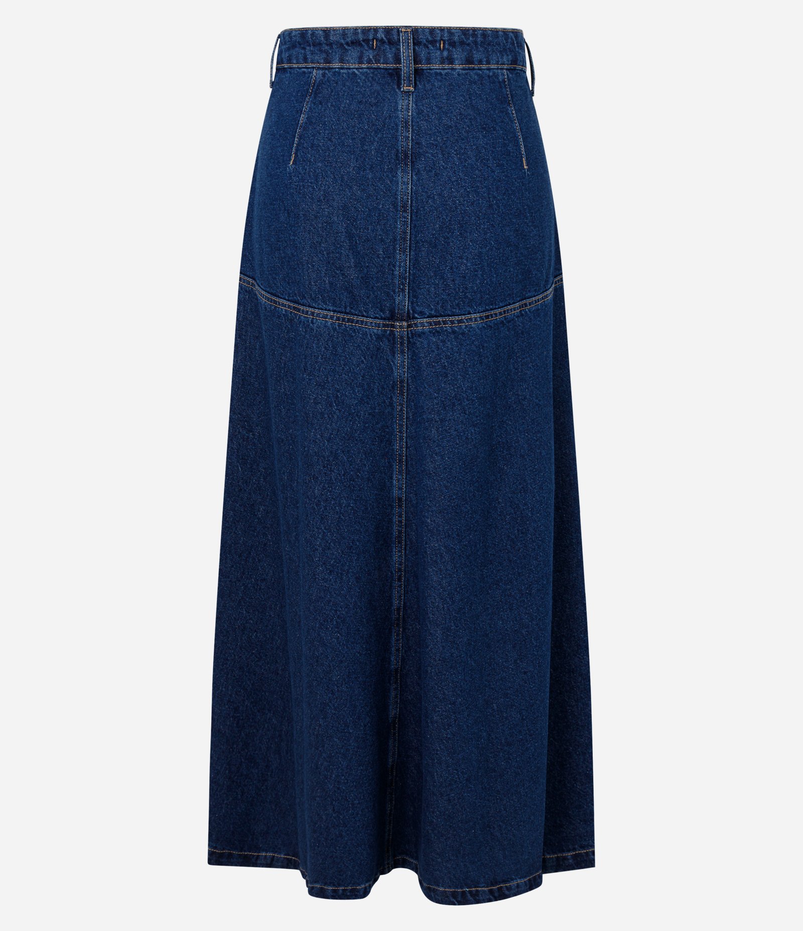 Saia Midi em Jeans com Recortes e Modelagem Evasê Azul Escuro 2