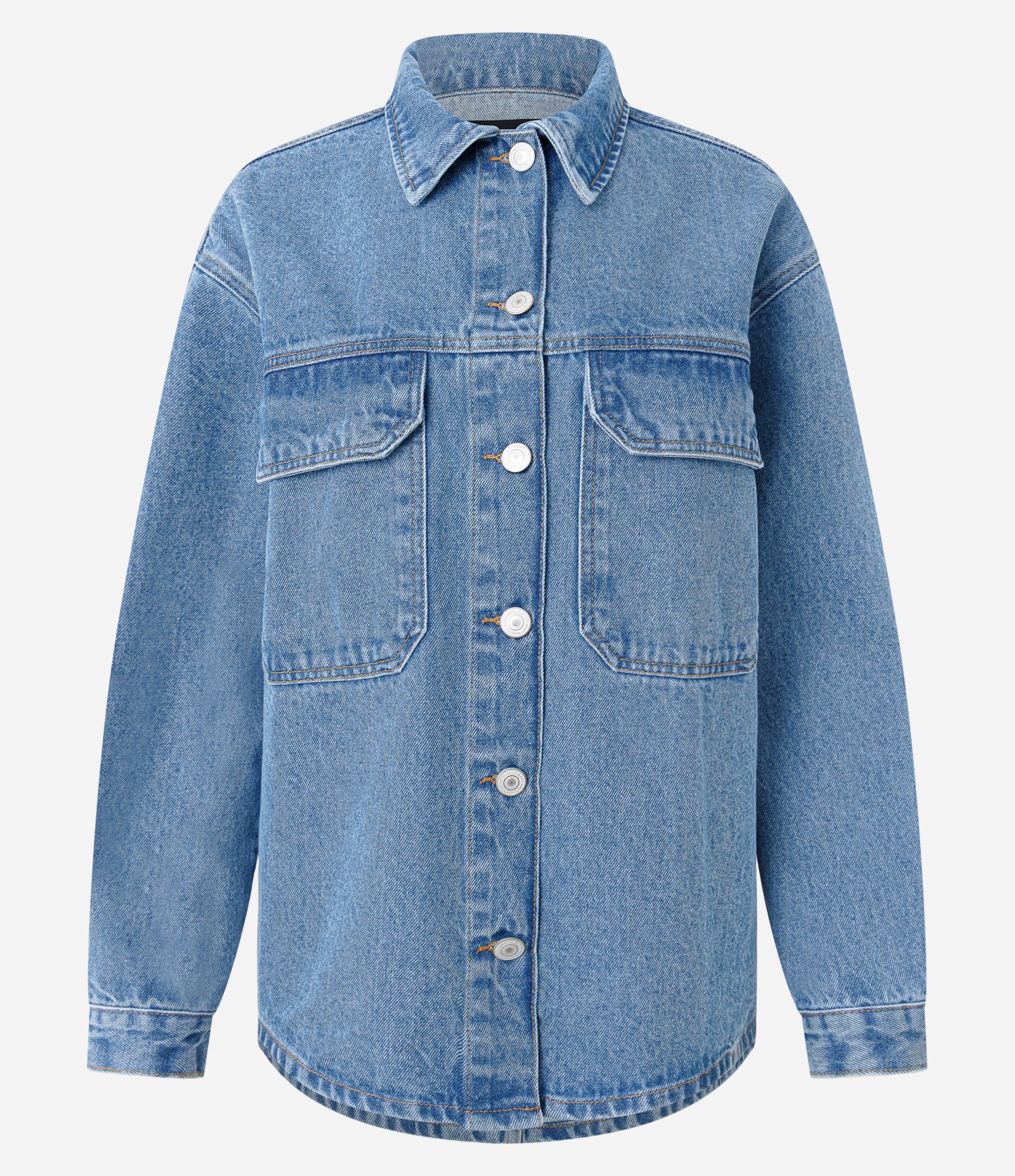 Jaqueta Overshirt em Jeans com Bolsos Frontais Azul 6