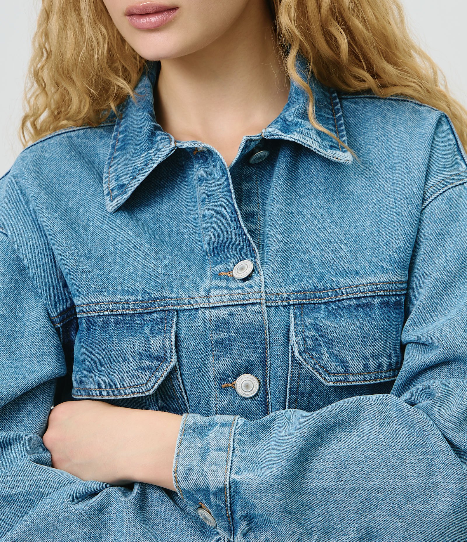Jaqueta Overshirt em Jeans com Bolsos Frontais Azul 3