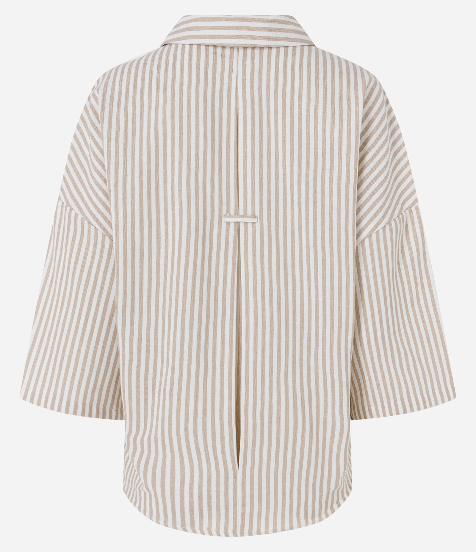 Camisa em Jeans com Estampa Listrada Bege 6