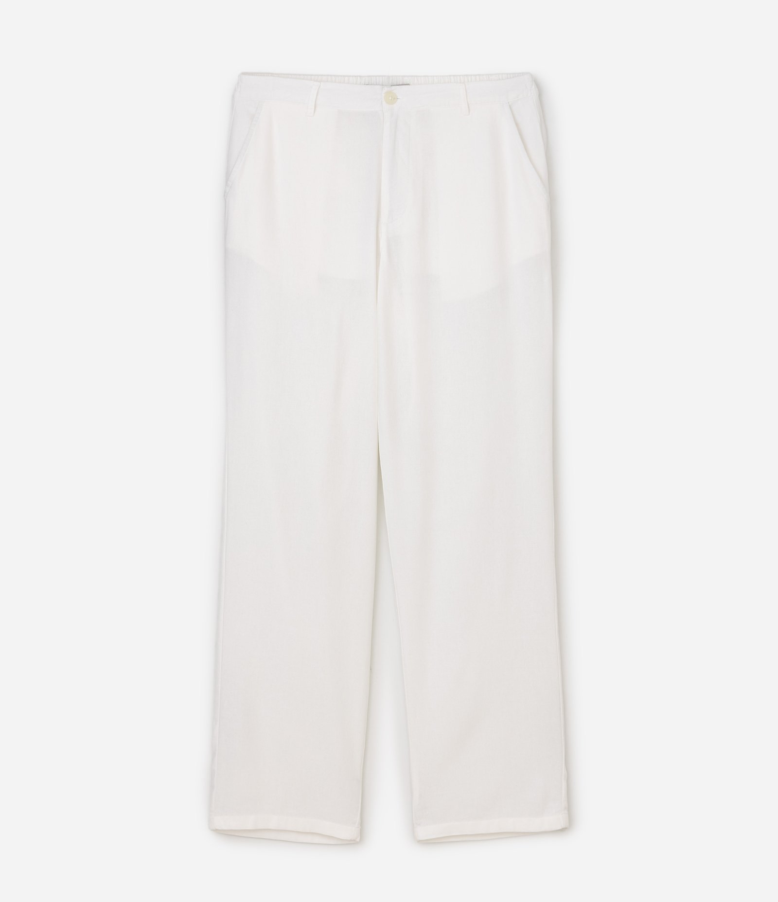 Calça Reta em Viscolinho com Cós Branco 6