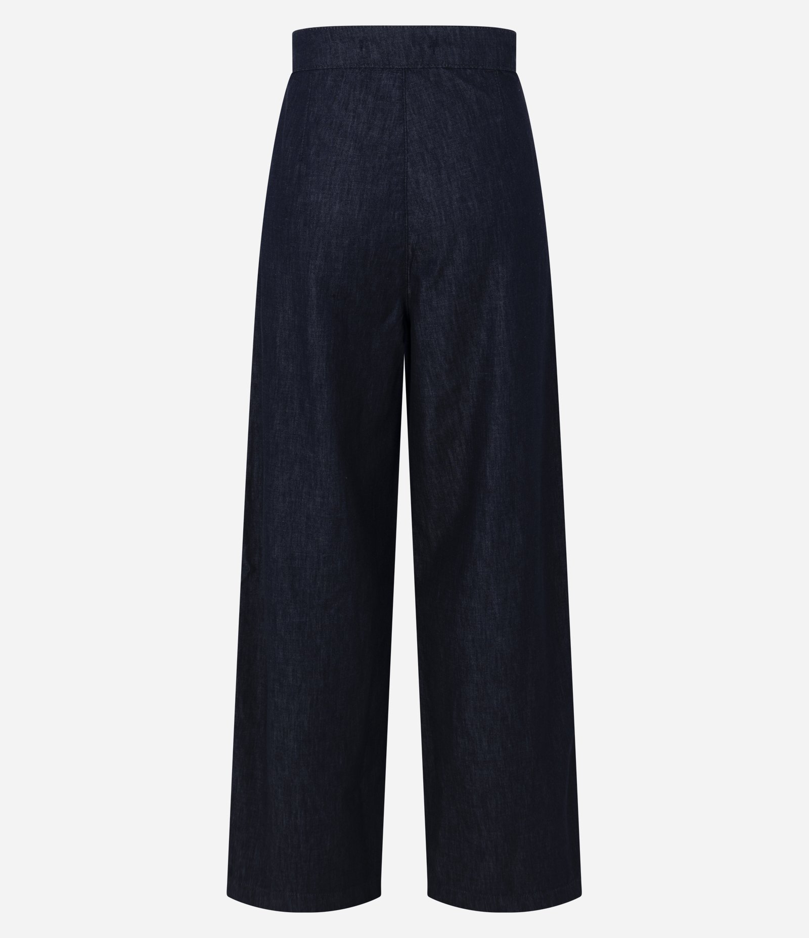 Calça Wide Leg em Jeans com Cós Transpassado Azul Escuro 6