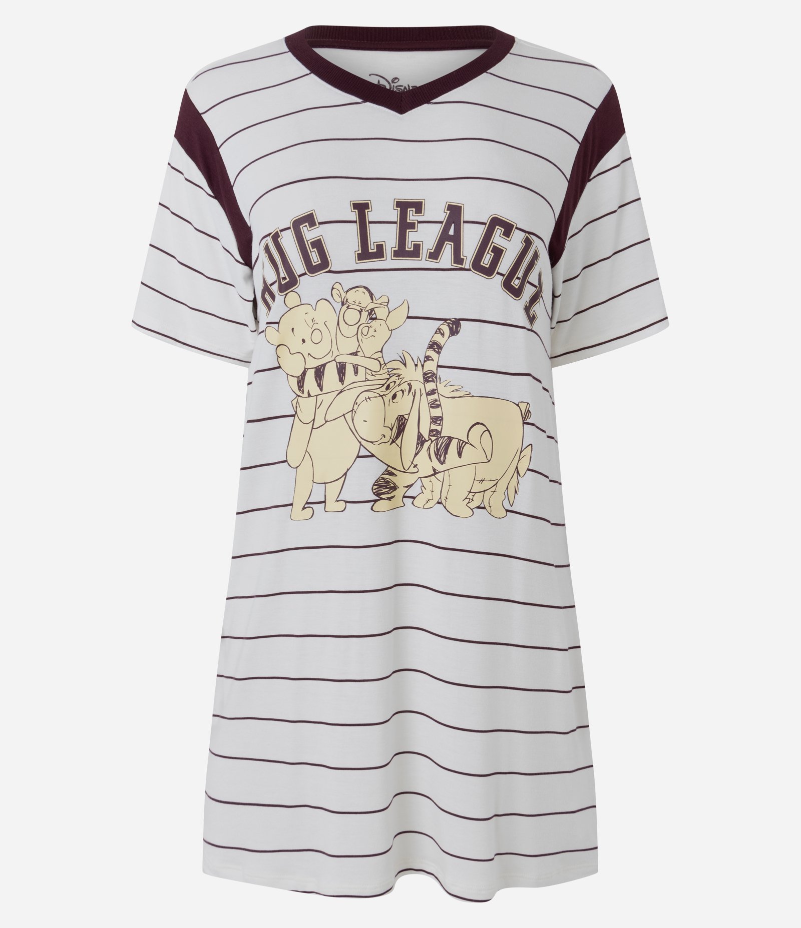 Camisola Curta em Viscolycra Listrada Ursinho Pooh Branco 1
