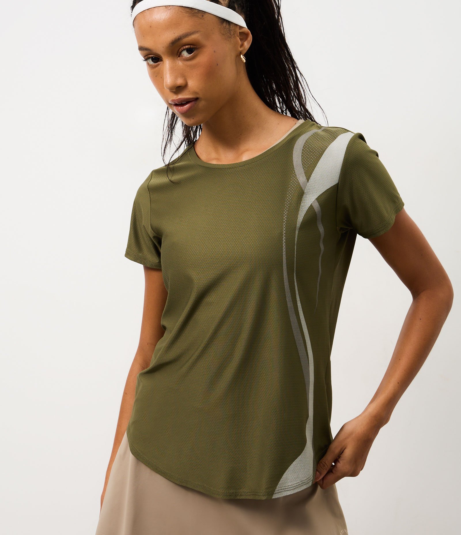 Camiseta Esportiva com Estampa de Ondas Verde 1