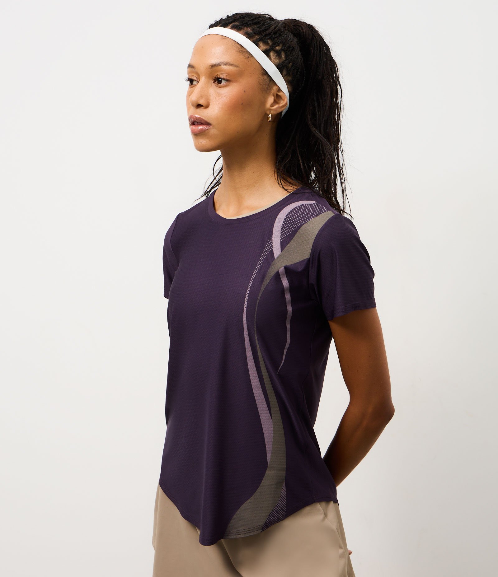 Camiseta Esportiva com Estampa de Ondas Roxo 1