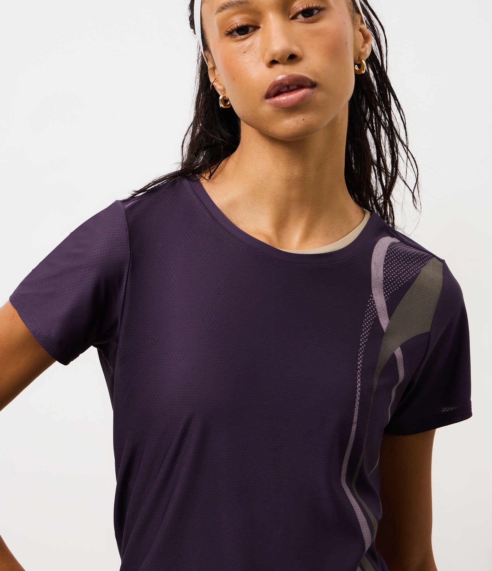 Camiseta Esportiva com Estampa de Ondas Roxo 3