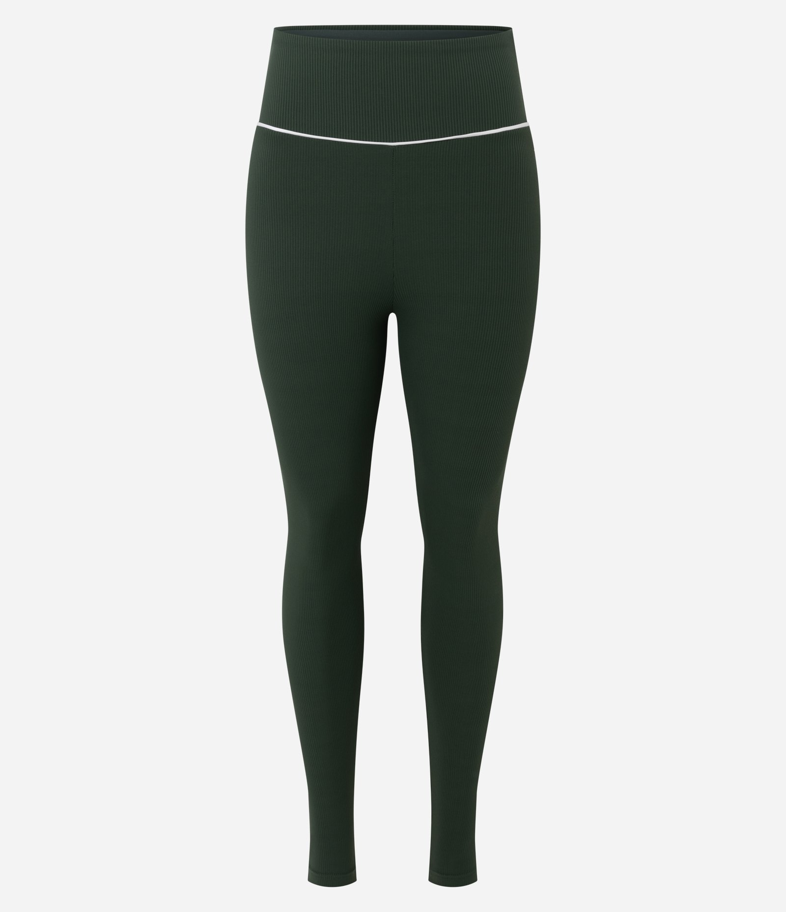 Calça Legging Esportiva em Microfibra Canelada com Friso Contrastante Verde 4
