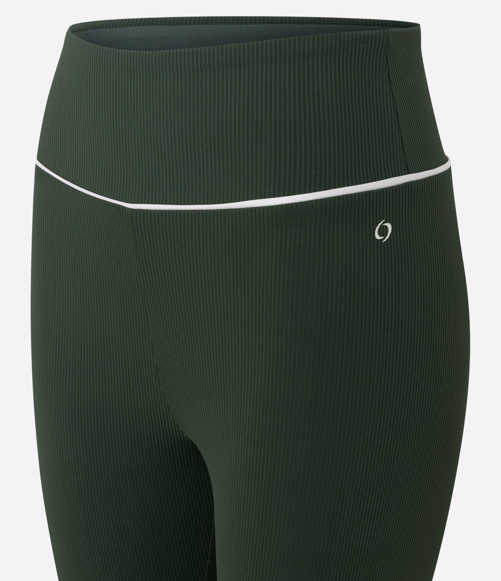 Calça Legging Esportiva em Microfibra Canelada com Friso Contrastante Verde 5