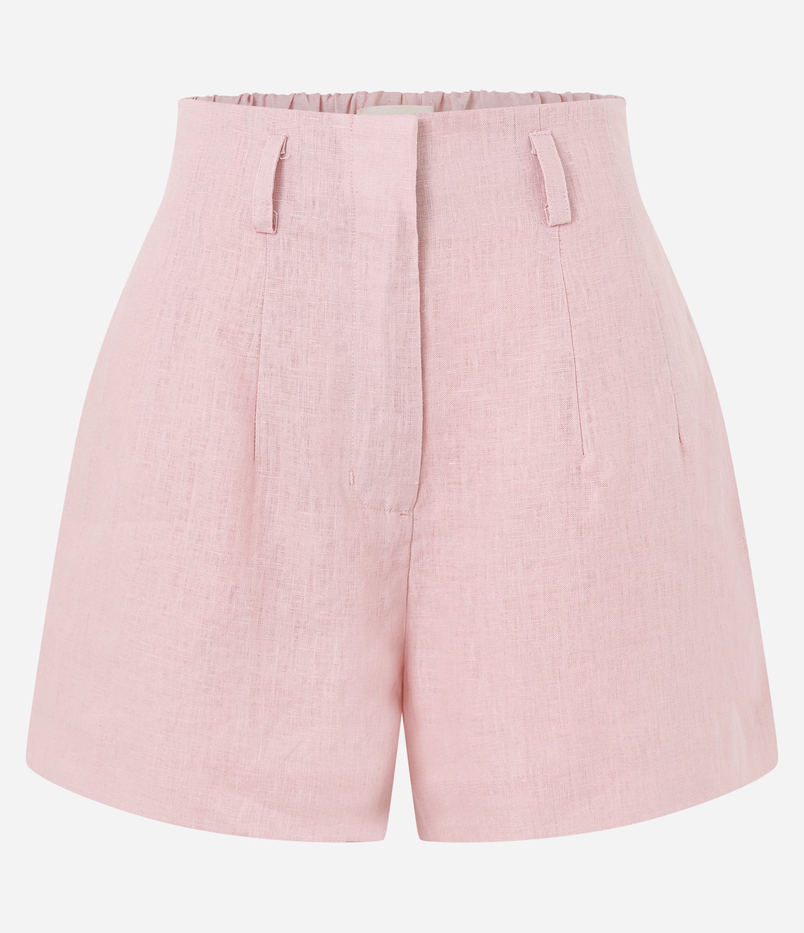 Short Reto Cintura Alta em Linho com Pences e Bolsos Rosa 5