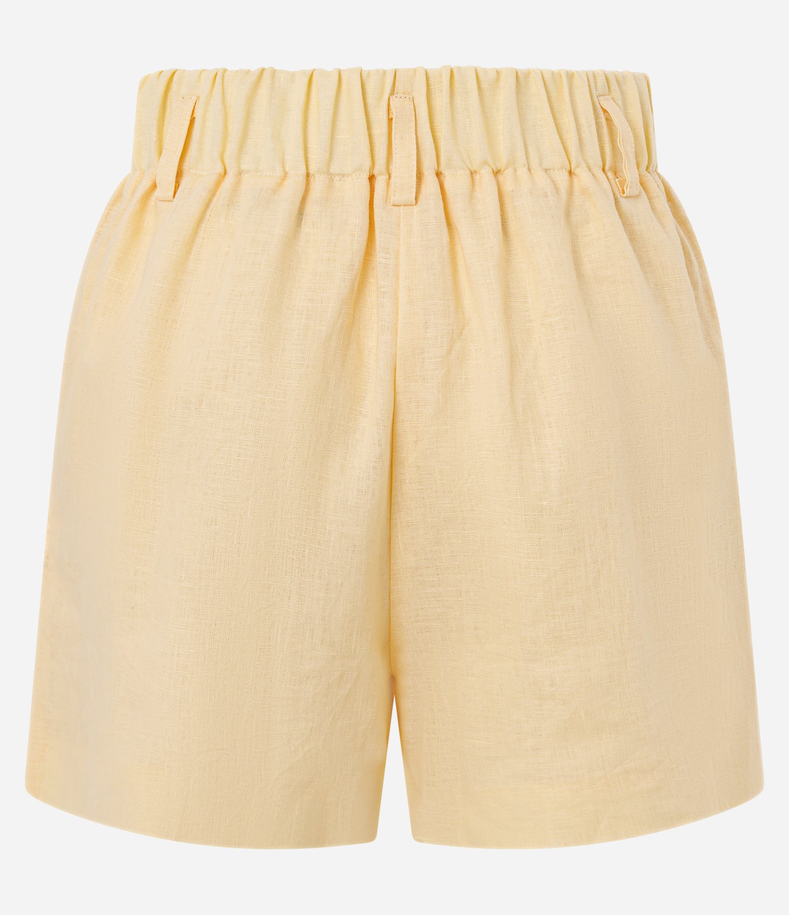 Short Reto Cintura Alta em Linho com Pences e Bolsos Amarelo 7