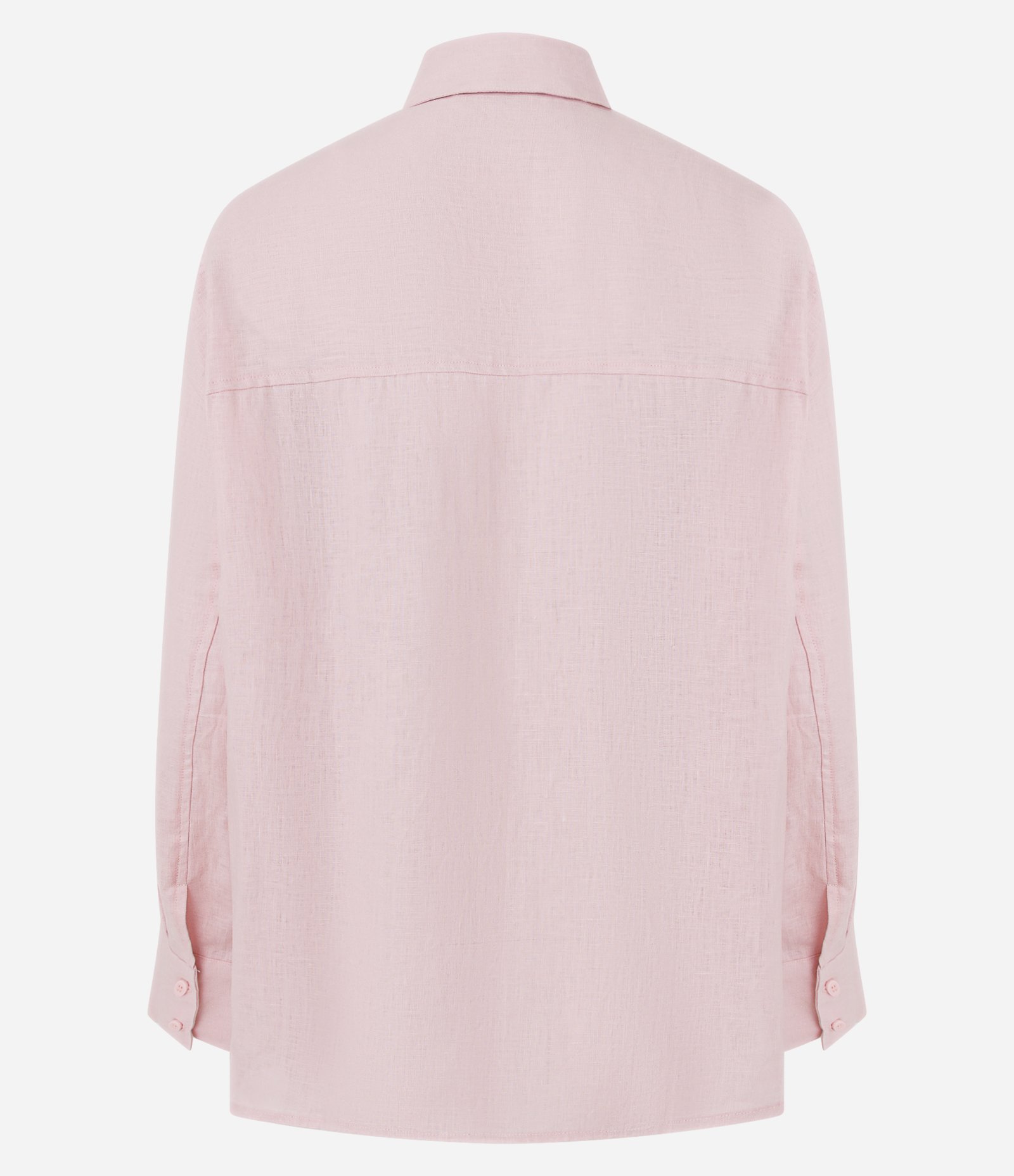 Camisa Oversized em Linho com Bolso no Peito Rosa 6