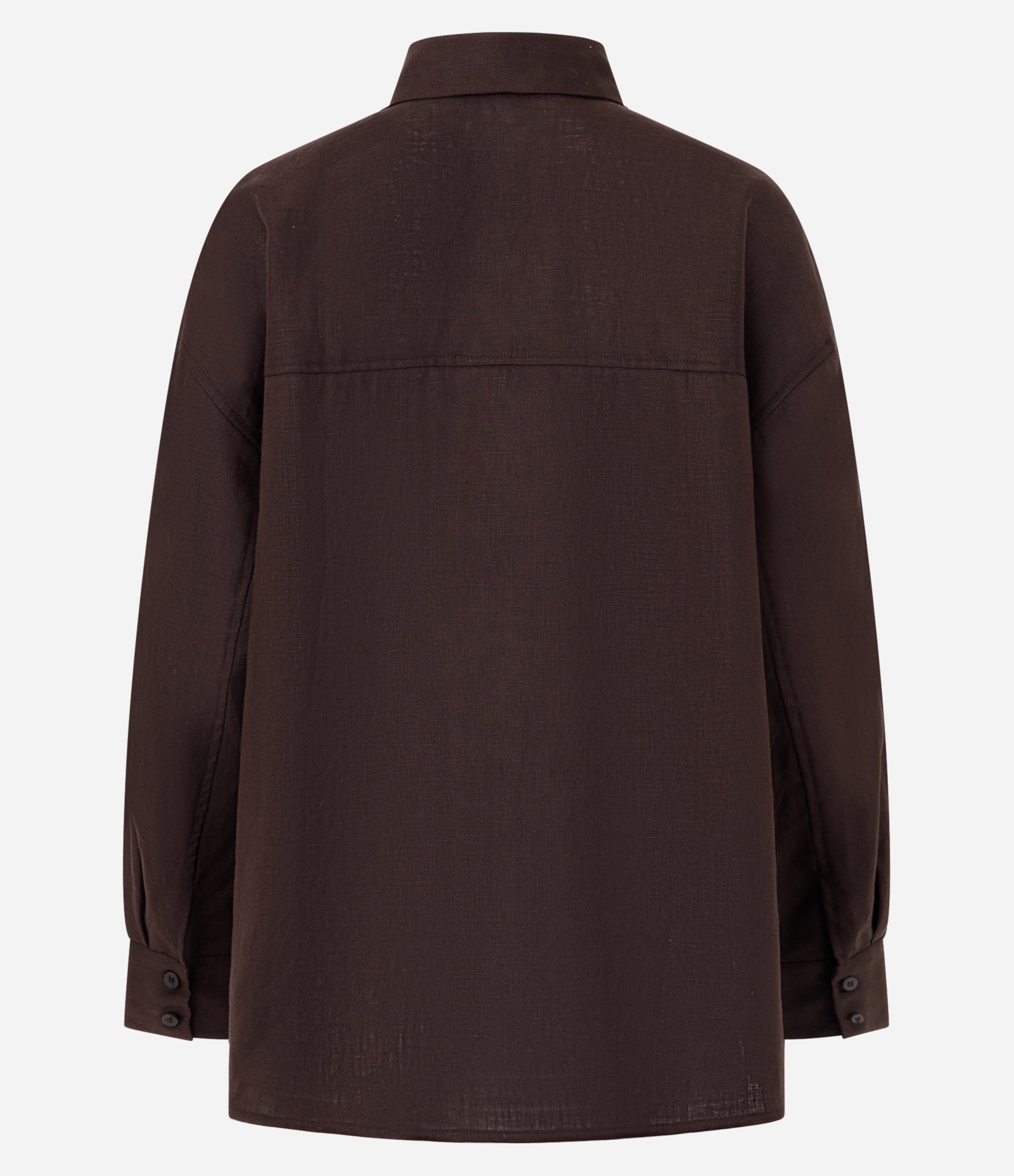 Camisa Oversized em Linho com Bolso no Peito Marrom 7