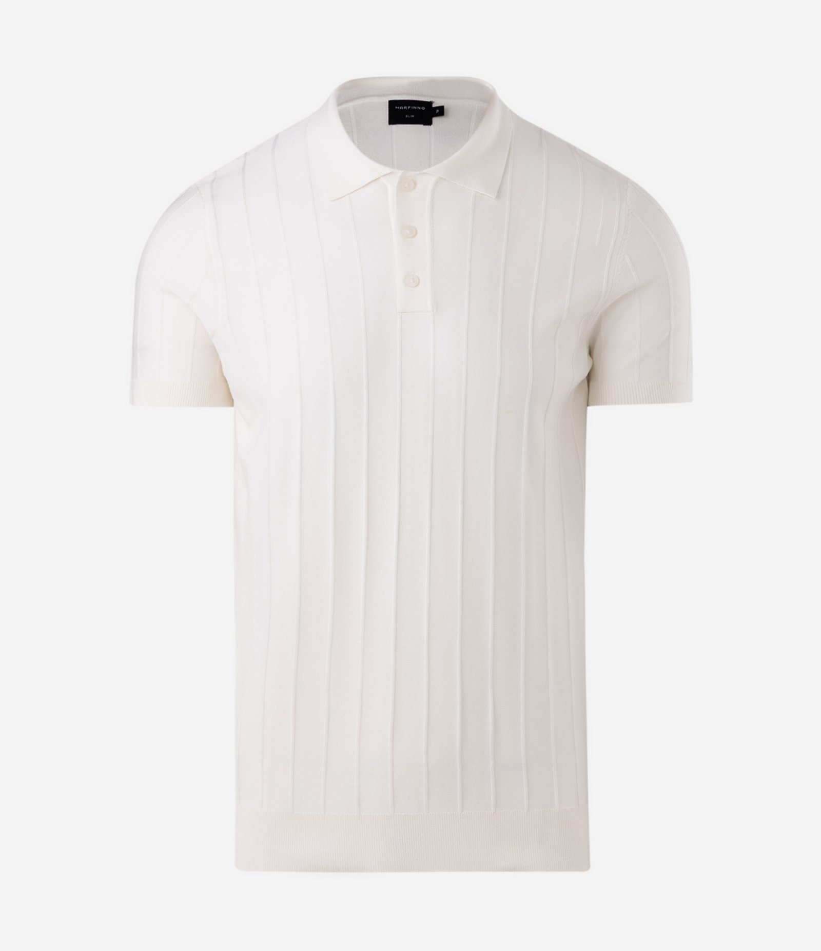 Camisa Polo em Tricô com Textura Vertical Off White 1