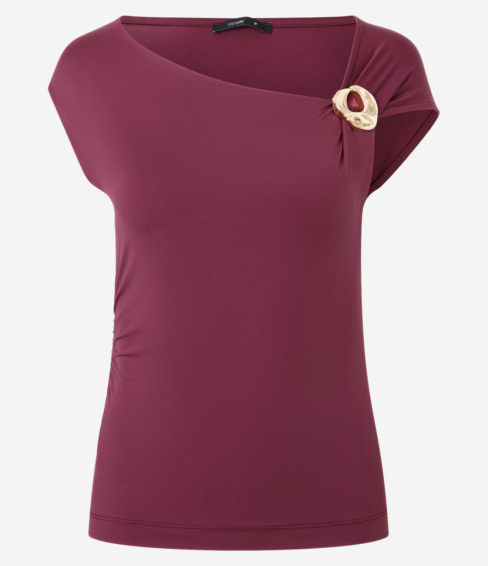 Blusa em Poliamida com Aviamento no Ombro Vinho 5