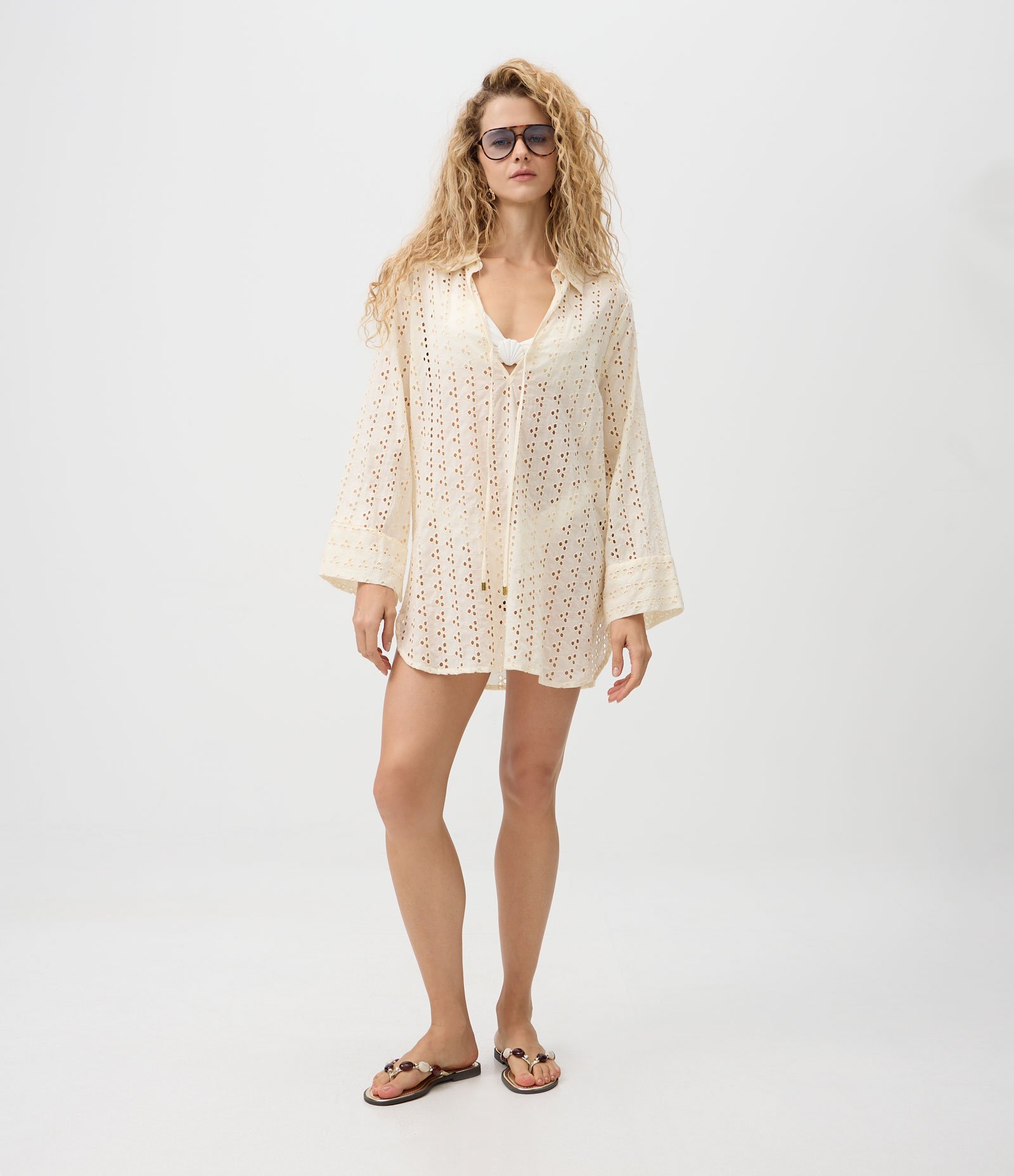 Bata Laise Texturizada com Pesponto e Amarração Branco 2