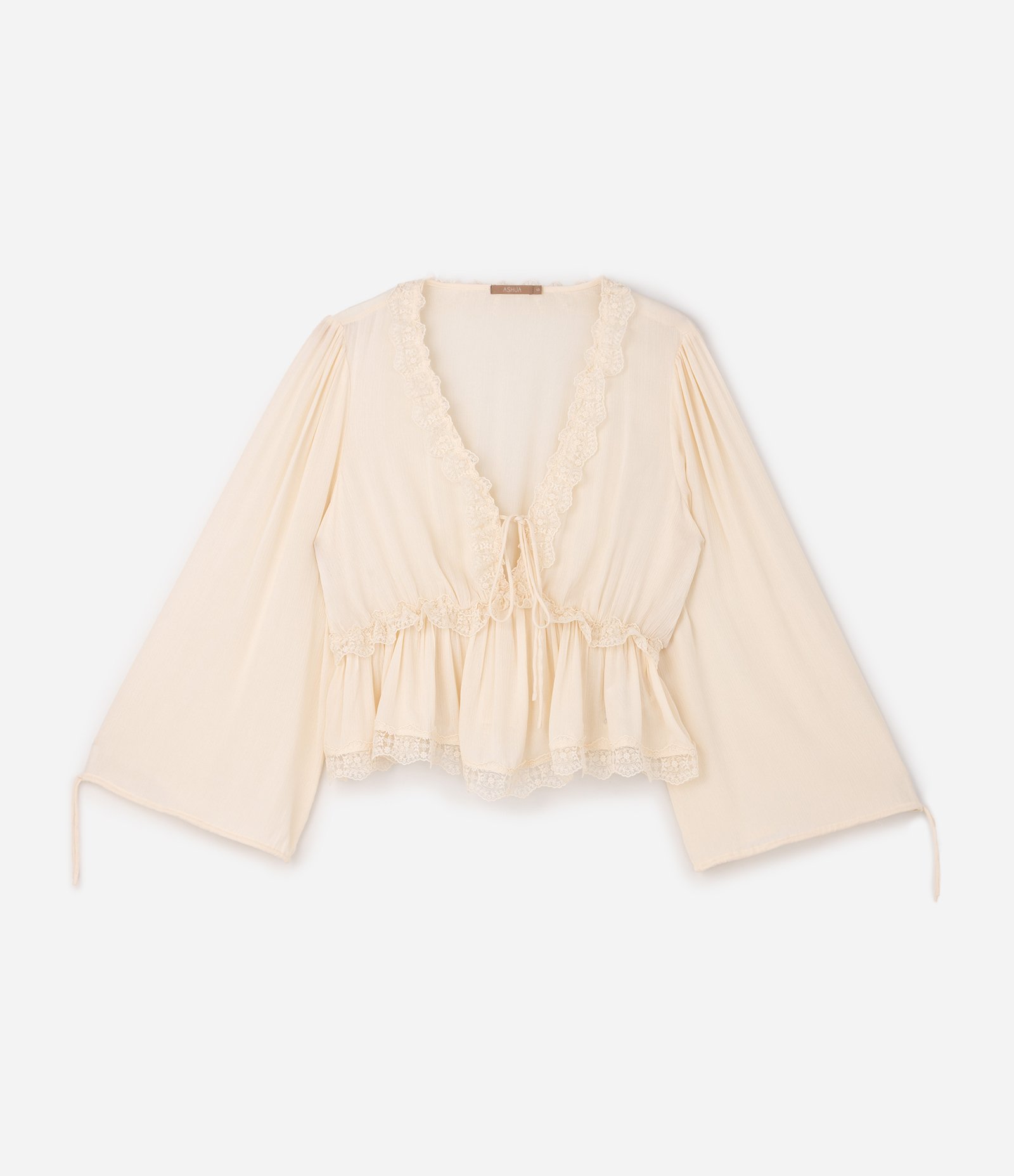 Blusa Bata em Viscose com Renda Curve & Plus Size Bege 5