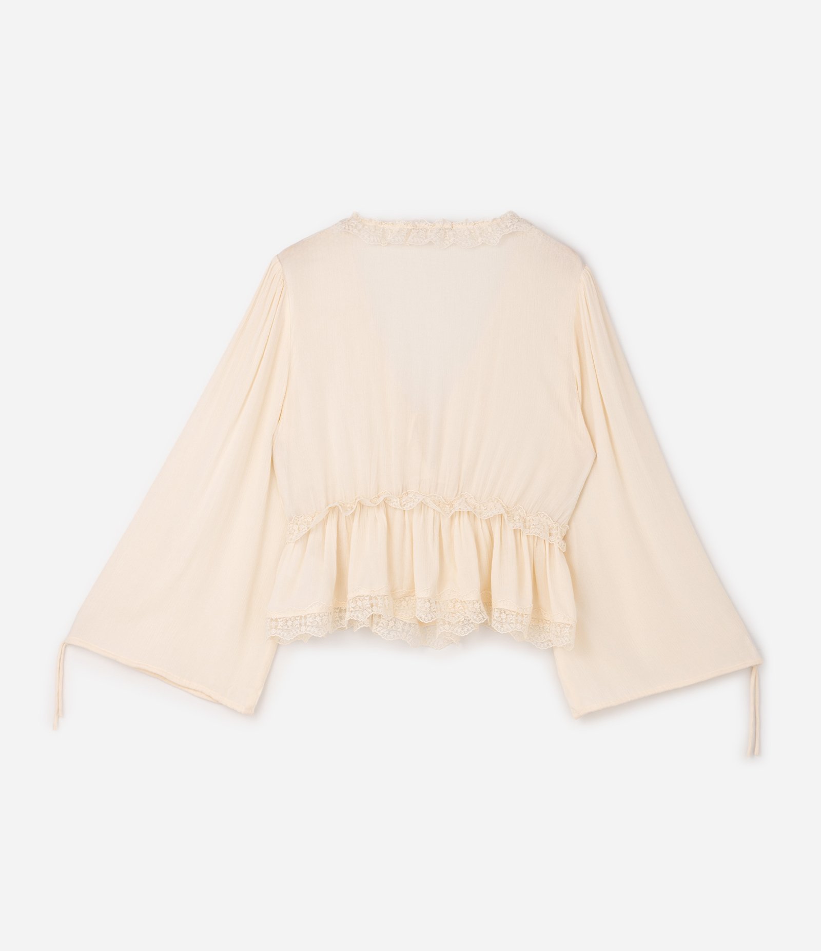 Blusa Bata em Viscose com Renda Curve & Plus Size Bege 6
