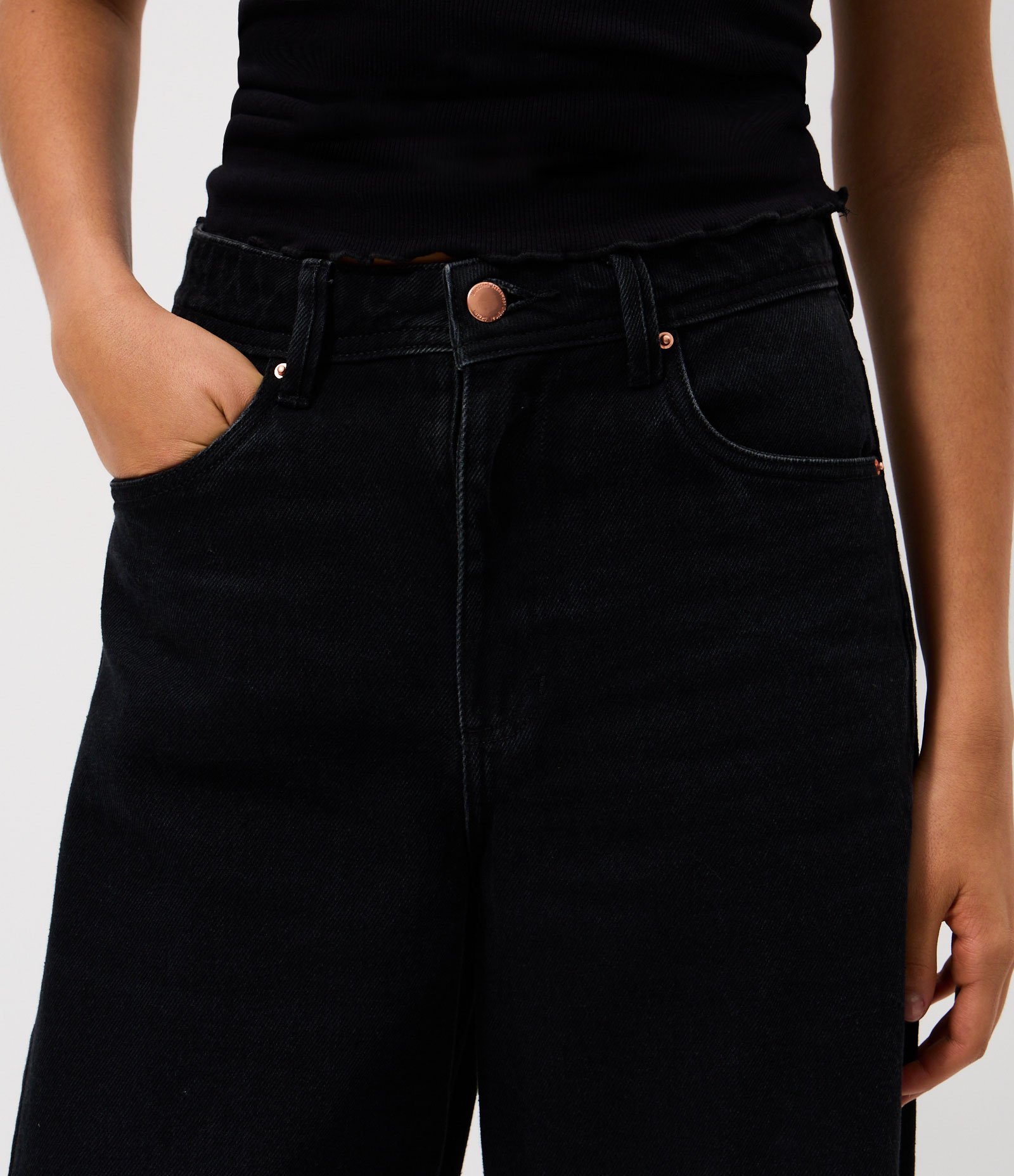 Calça Barrel em Jeans Marmorizado Preto 3