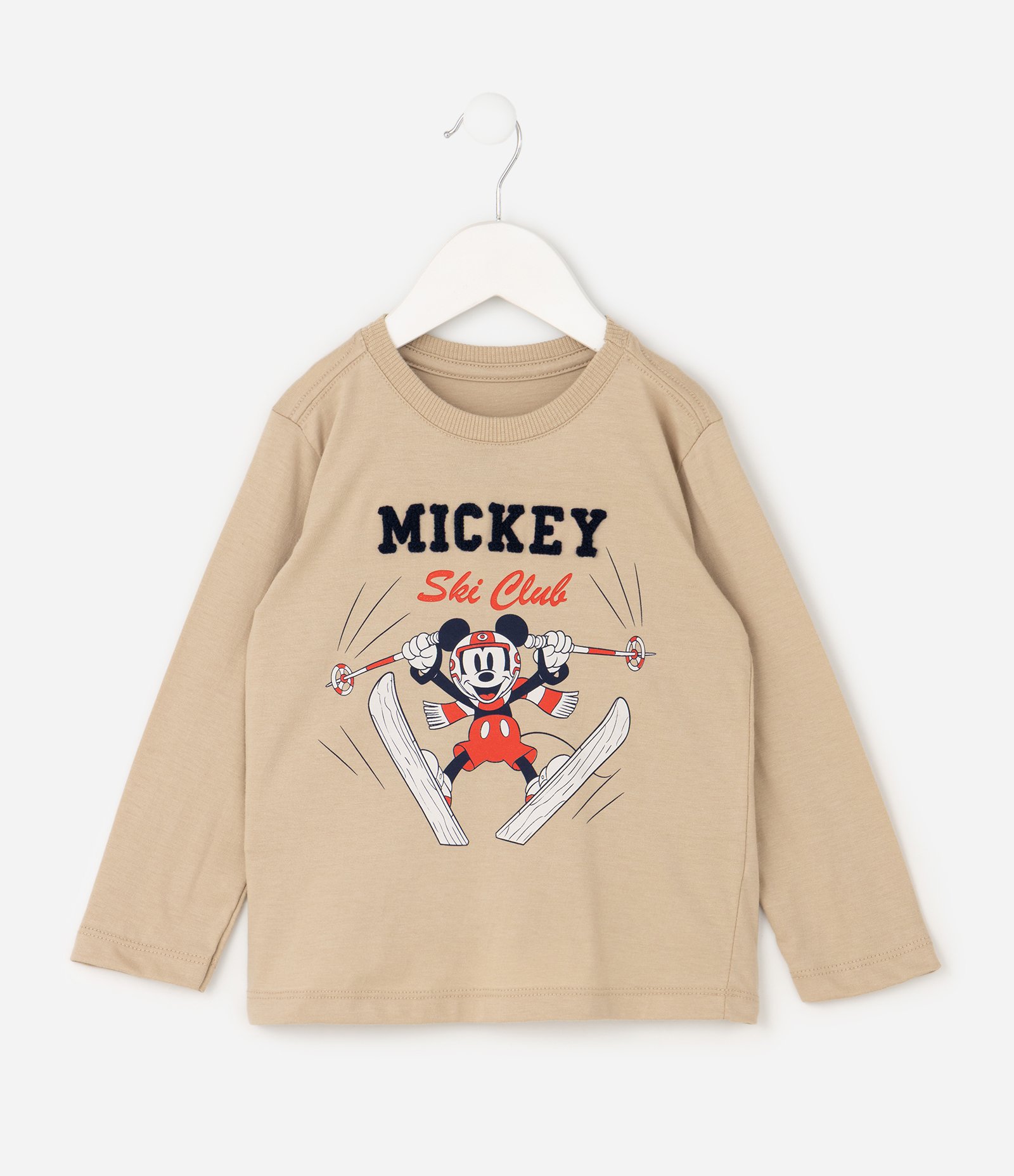 Camiseta Infantil com Estampa Mickey Mouse Ski Club – Tam 2 a 6 Anos Bege 1